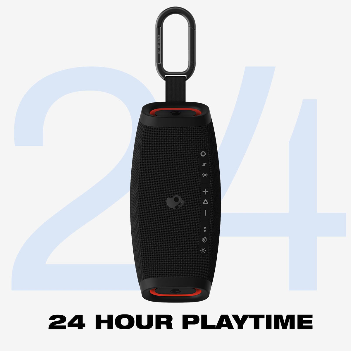 Altavoz Bluetooth Portátil Skullcandy Negro con Mosquetón y Correa Integrados, IPX7 Impermeable, Powerbank USB-C, Auracast Multi-Speaker Link y LED Lightshow