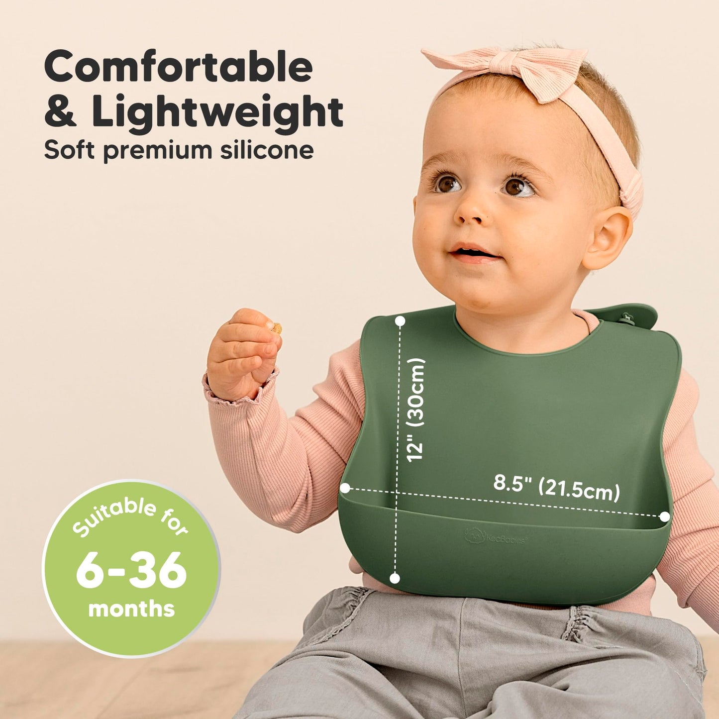 KeaBabies - Paquete de 2 baberos de silicona para bebés, baberos de silicona para comer, baberos de silicona pura de grado alimenticio, baberos para niños pequeños, baberos impermeables, baberos de