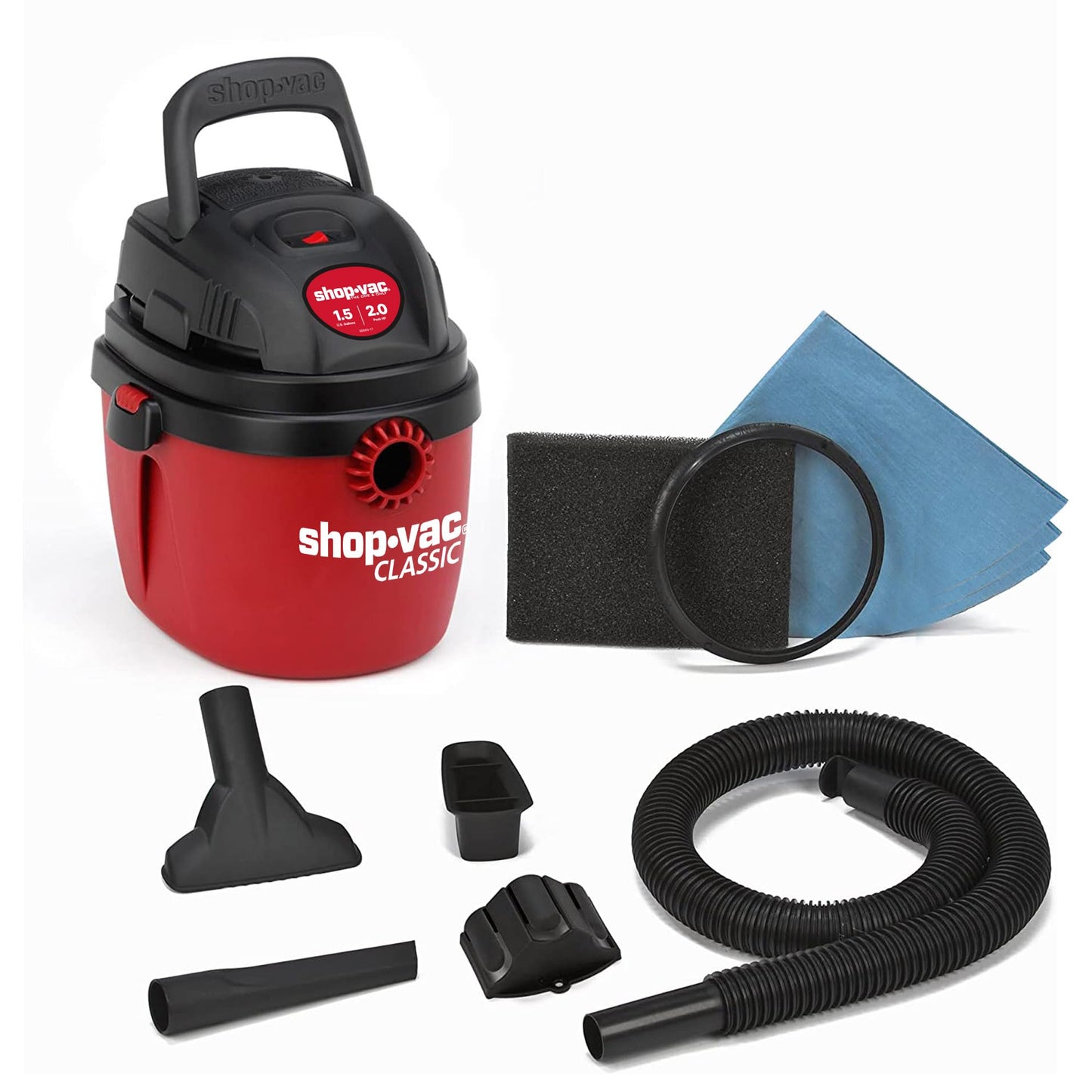 Aspiradora Portátil Shop-Vac Compacta Soporte de Pared Mango Plegable Accesorios