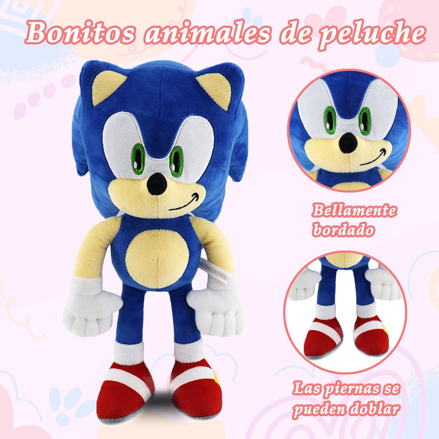Juguetes de peluche para Hedgehog,12 pulgadas personajes de dibujos animados,Juguete de Peluche Suave para Sala de Estar,Oficina,Coche,Regalos navideños perfectos Para Niños y Niñas (Azul)