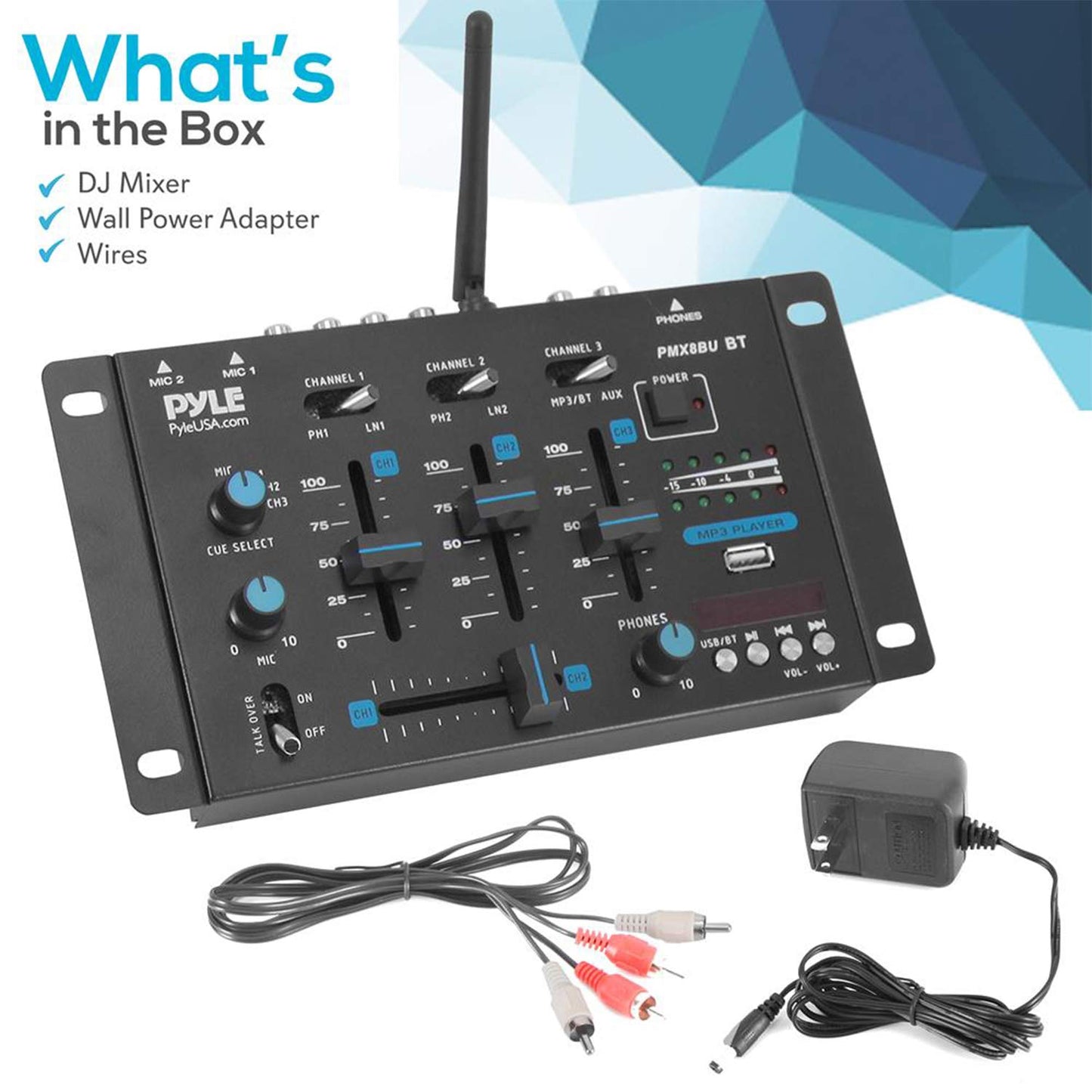 Mezclador de Sonido Pyle Blanco Inalámbrico para DJ con Bluetooth y USB