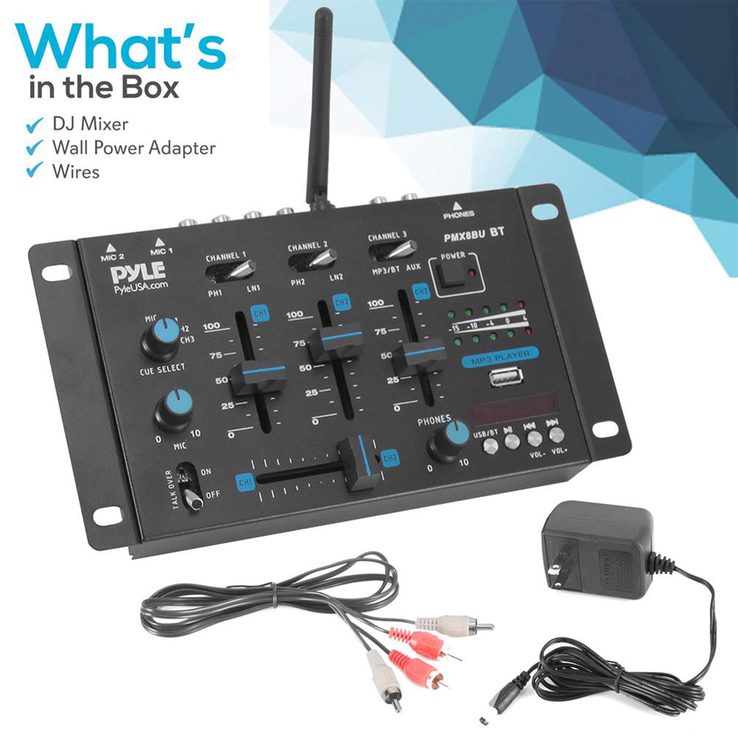 Mezclador de Sonido Pyle Blanco Inalámbrico para DJ con Bluetooth y USB