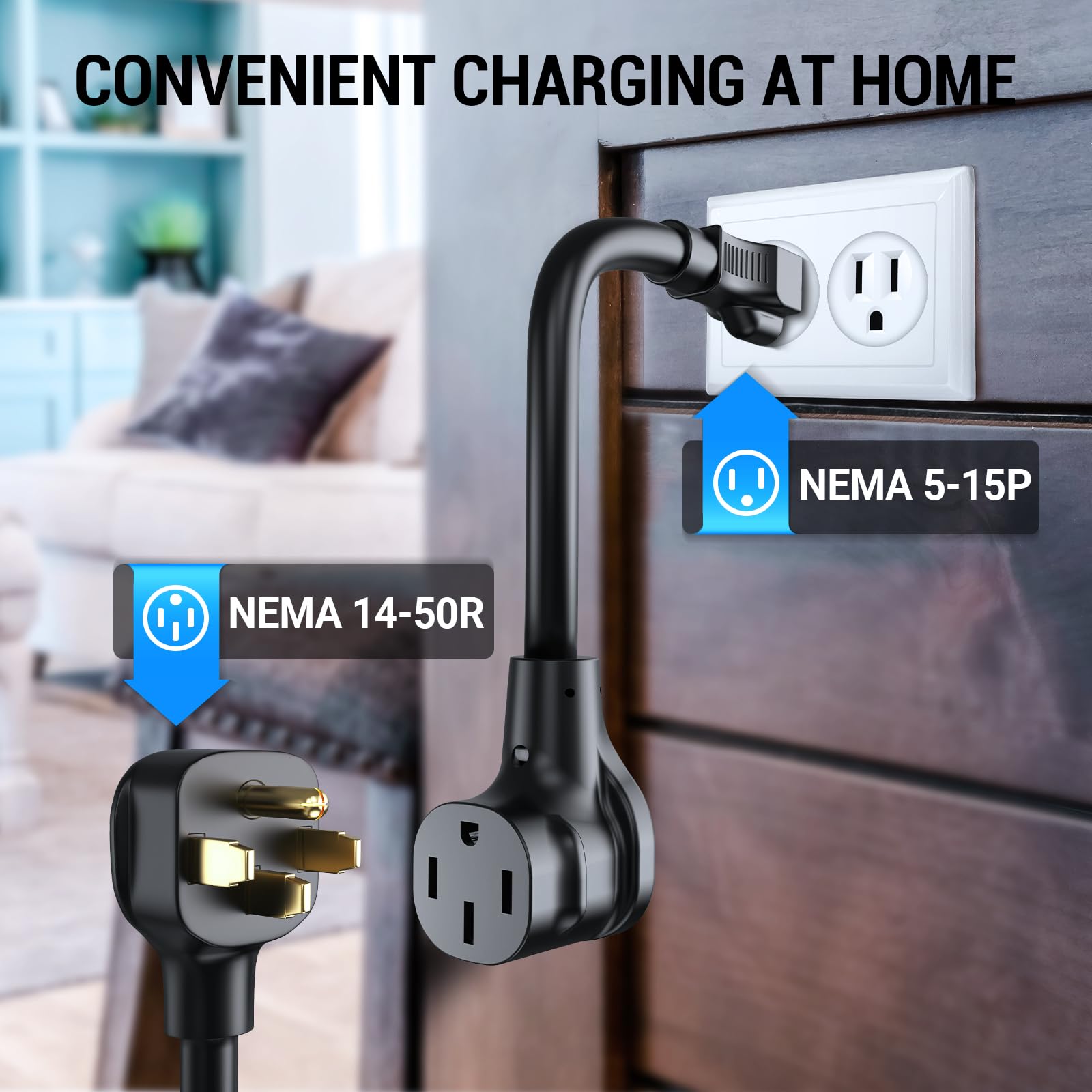Tera Cargador eléctrico para vehículos portátil: Nivel 2 y 1 J1772 16A 8A 110V 240V ETL NEMA 14-50 Enchufe para Interiores y Exteriores EV estación de Carga con NEMA 5-15 Cable Adaptador P02 de 23