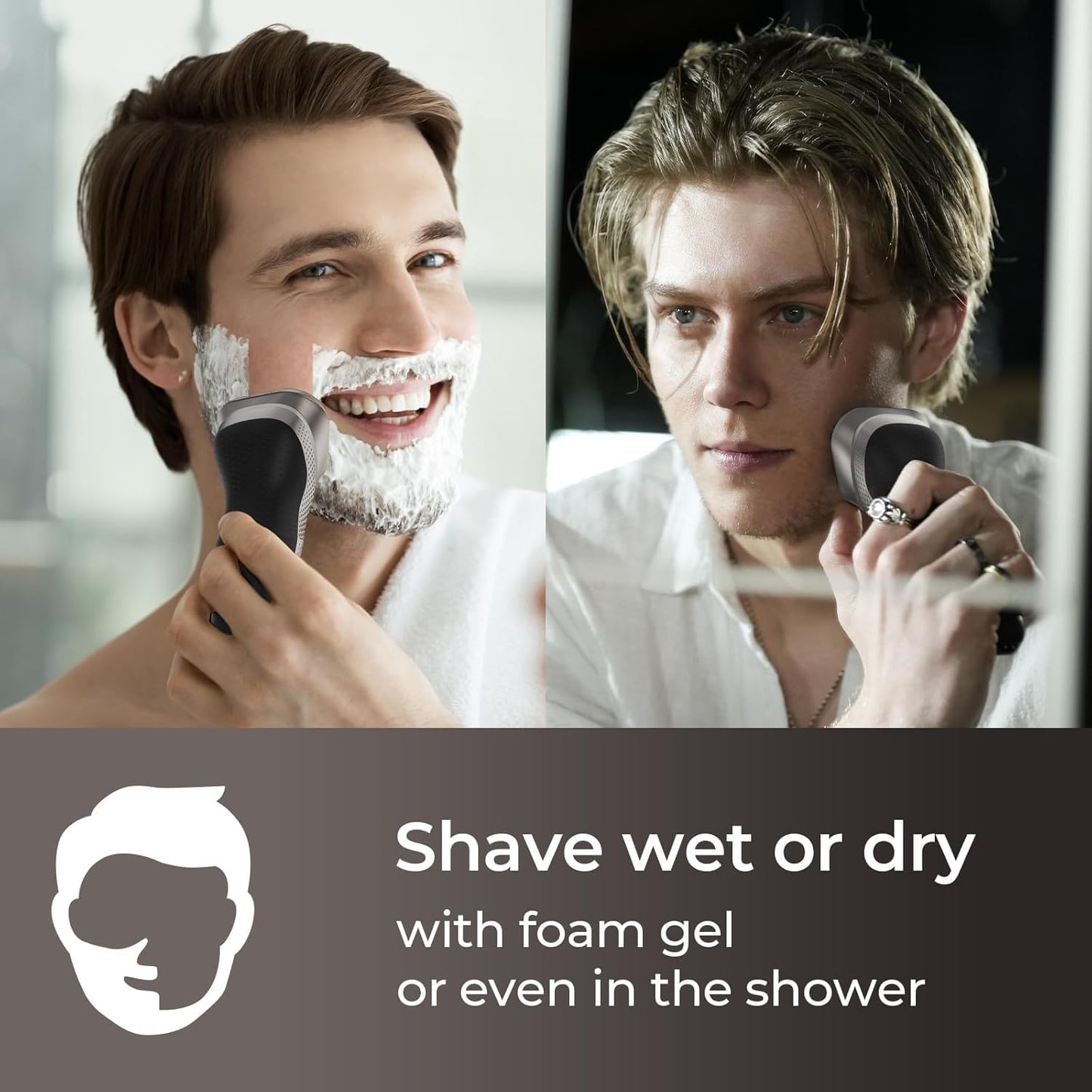 Rategist - Maquinilla de afeitar eléctrica recargable para hombres: afeitadora 3 en 1 para barba/nariz/patillas - Kit de viaje impermeable IPX7 - Cuchillas de velocidad turbo y precisión, plata
