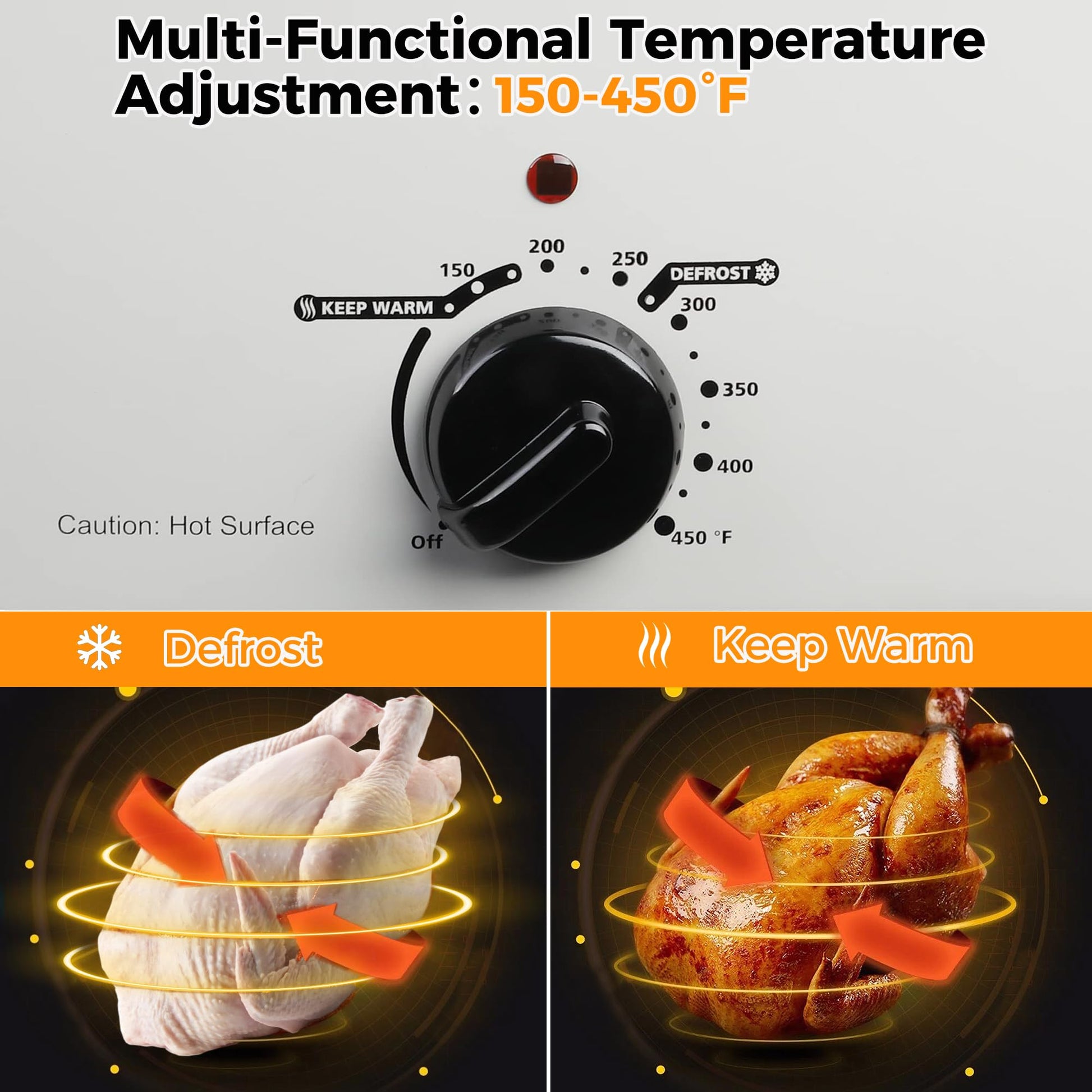 Horno Tostador Eléctrico de Acero Inoxidable con Tapa de Visualización y Autohilado Plateado