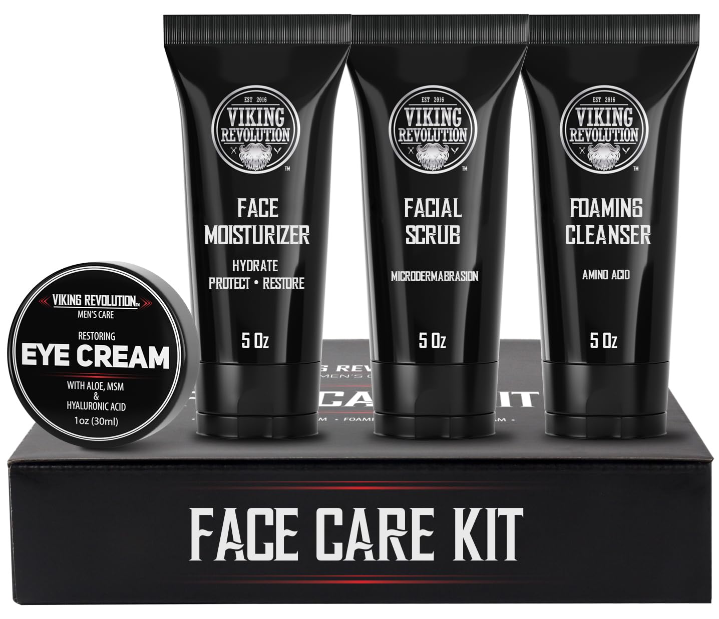 Viking Revolution- Kit de cuidado facial para hombres: incluye humectante facial rejuvenecedor (5 oz) y microdermoabrasión facial