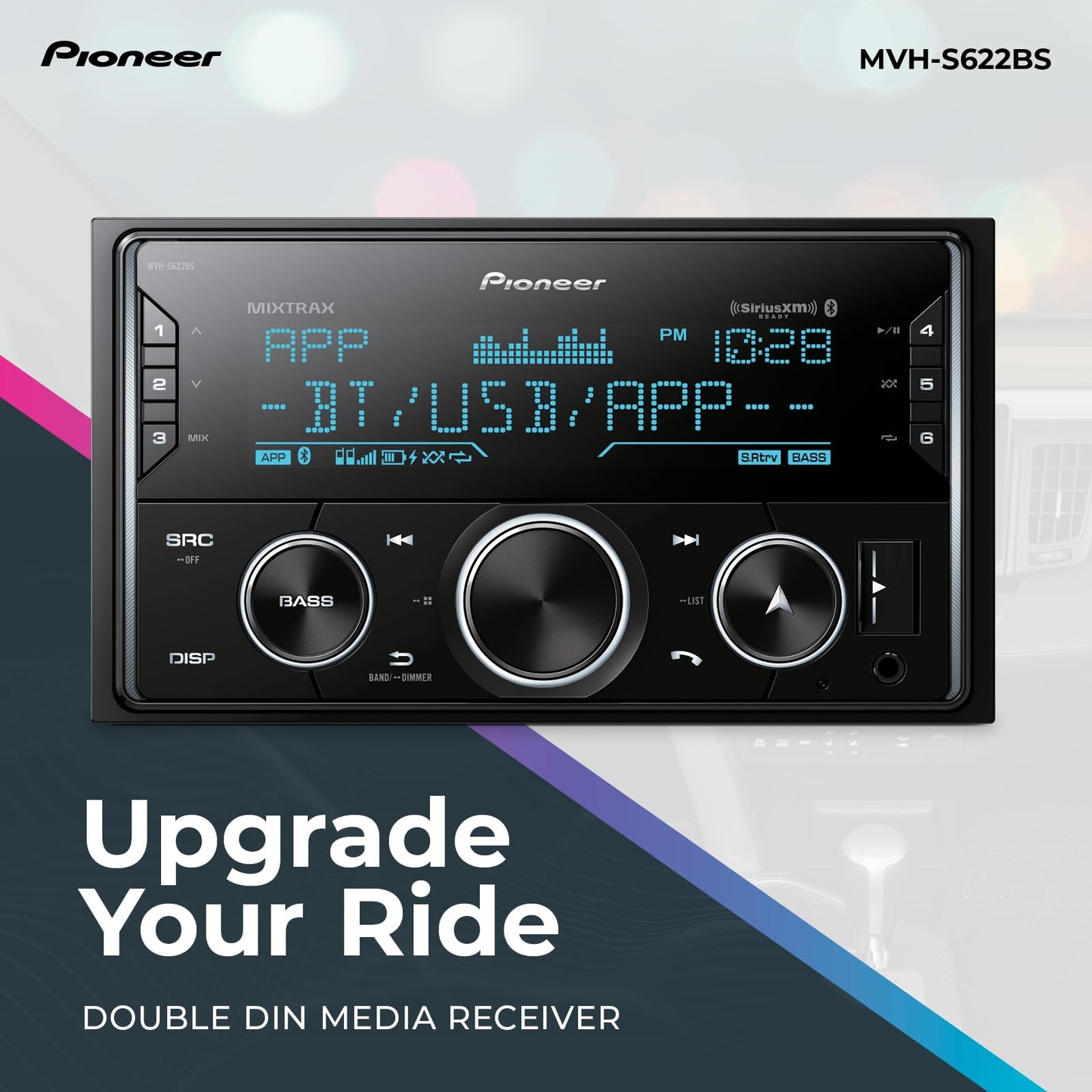 Pioneer MVH-S622BS Double DIN, Amazon Alexa, Pioneer Smart Sync, Bluetooth, Android, iPhone - Receptor de Medios Digitales de Audio