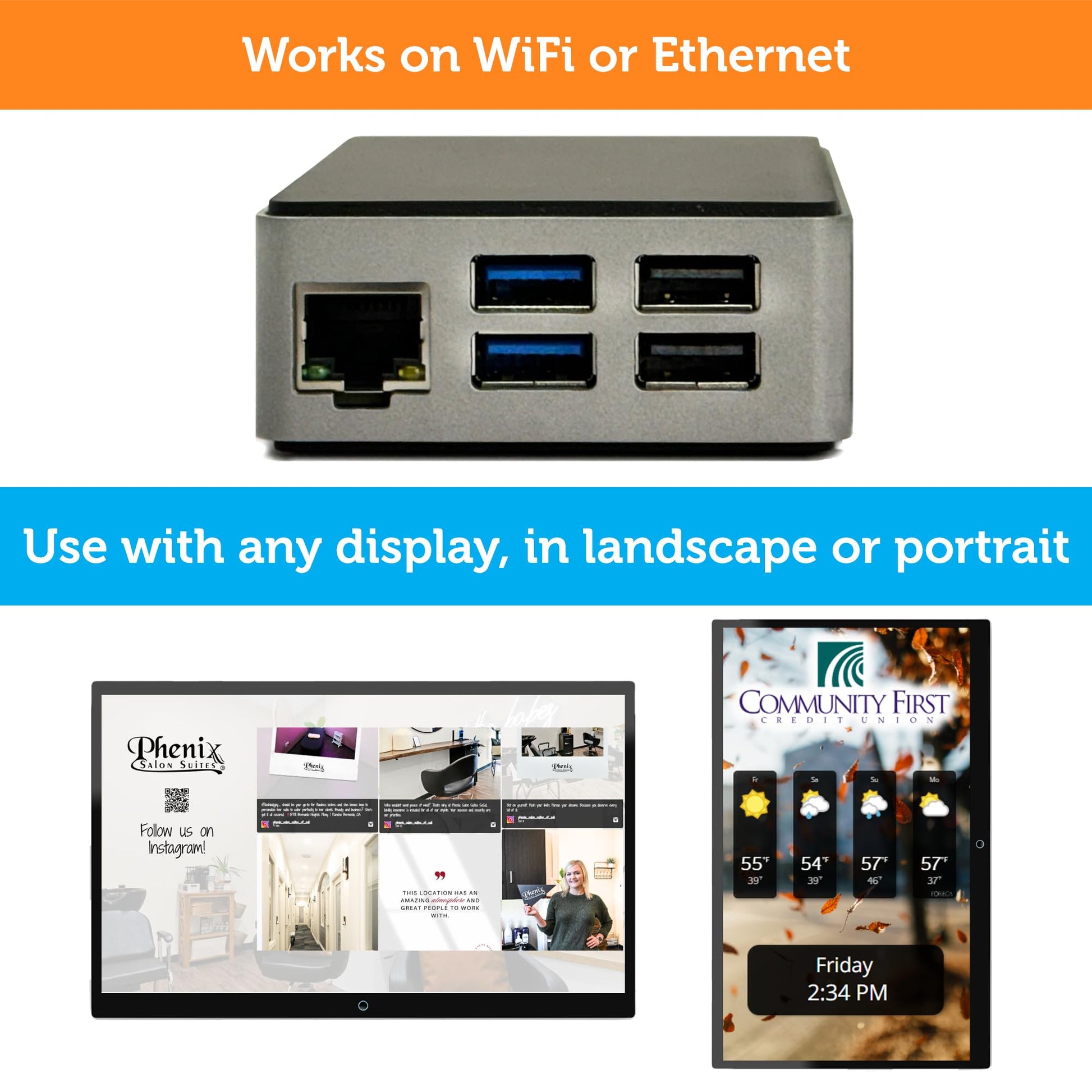 Reproductor de Cartelería Digital SmartSign2go Google Chromebit Diseño Personalizado y Software en la Nube