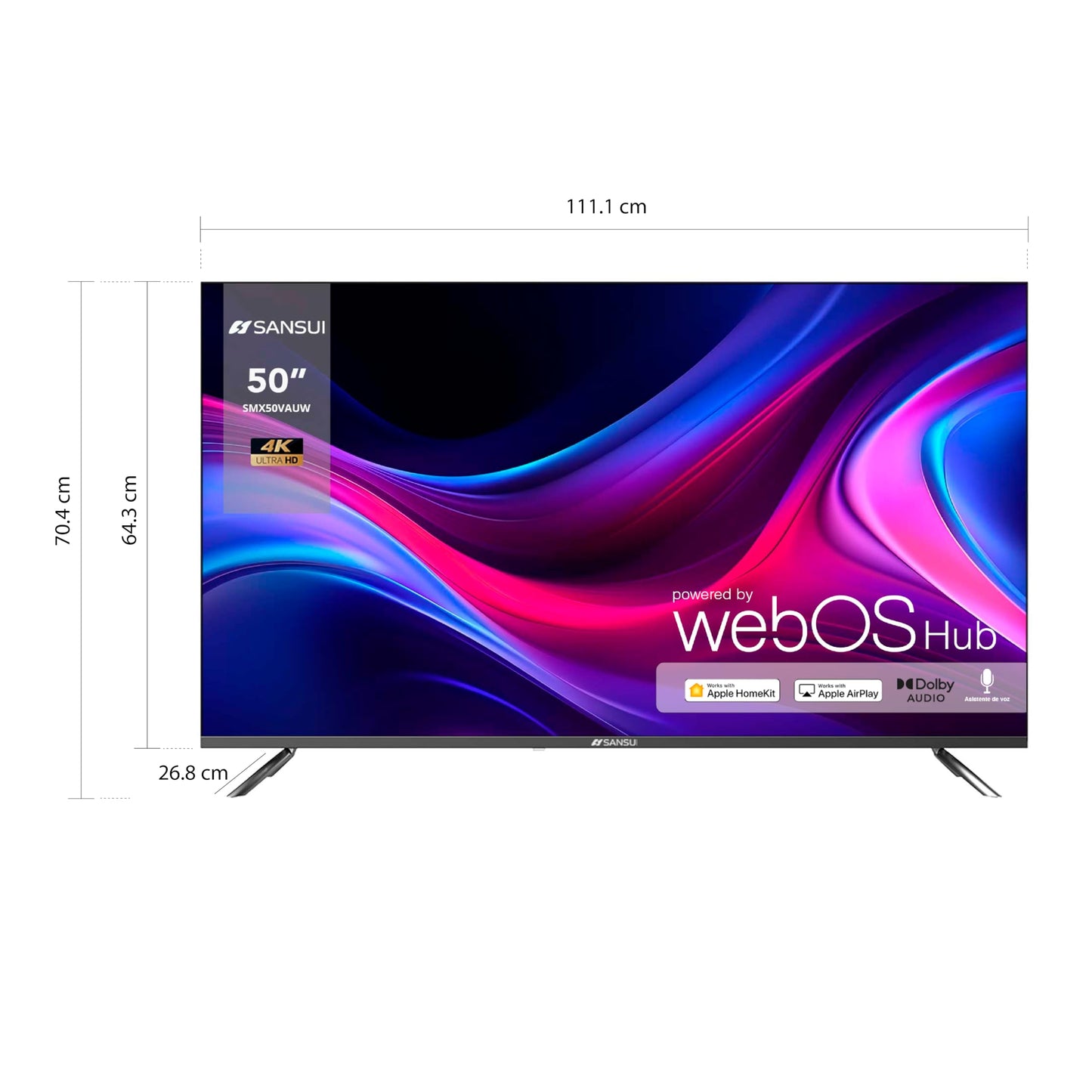 SANSUI SMX50VAUW TV 50" Ultra HD 4K Smart TV Dolby Vision, HDR10, Magic Remote, WiFi Sistema Operativo WebOS Series 2024, Control de Voz, Compatible con Alexa y Apple Air Play (50" UHD 4K)