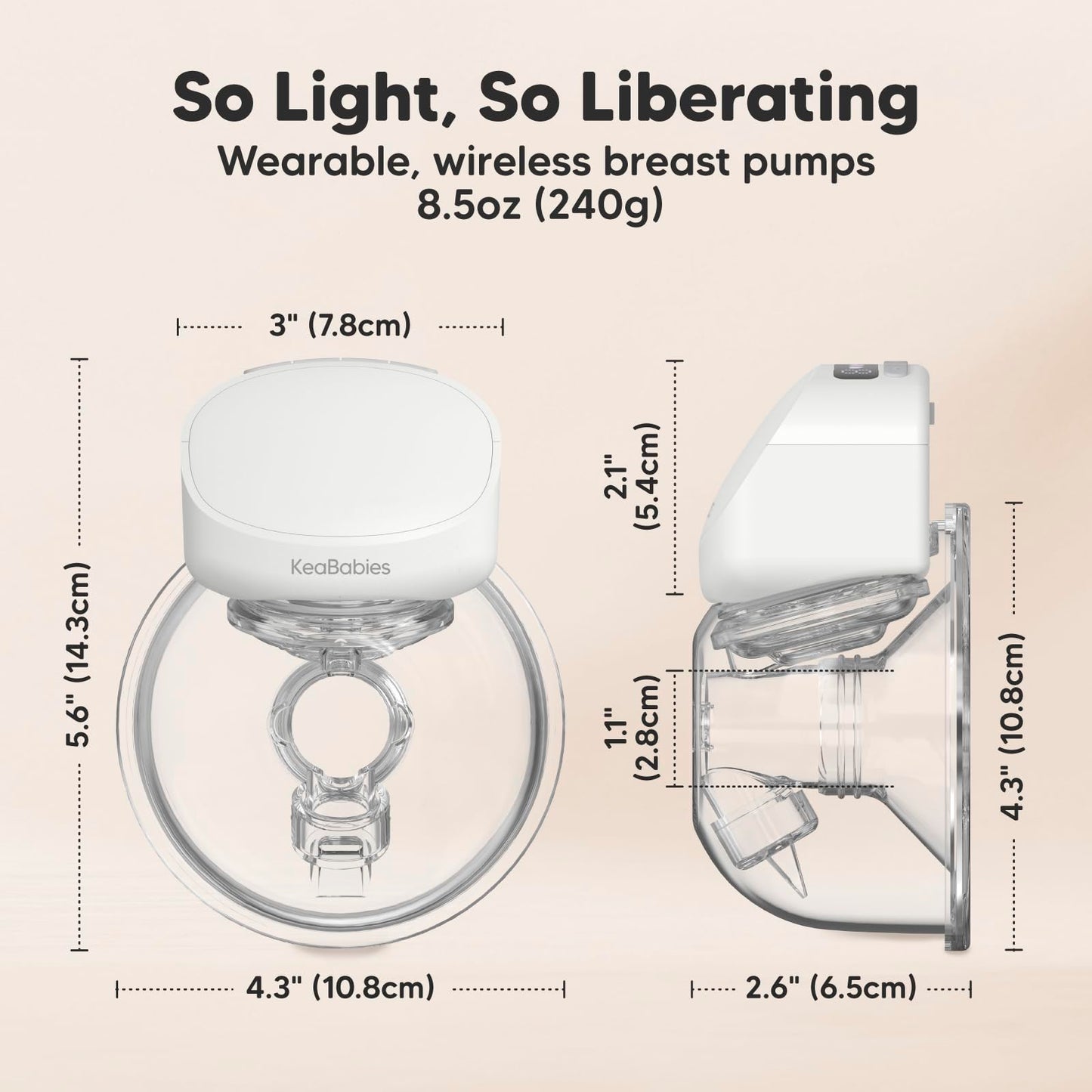 KeaBabies Extractor de leche manos libres, extractor de leche inalámbrico portátil (Zen)
