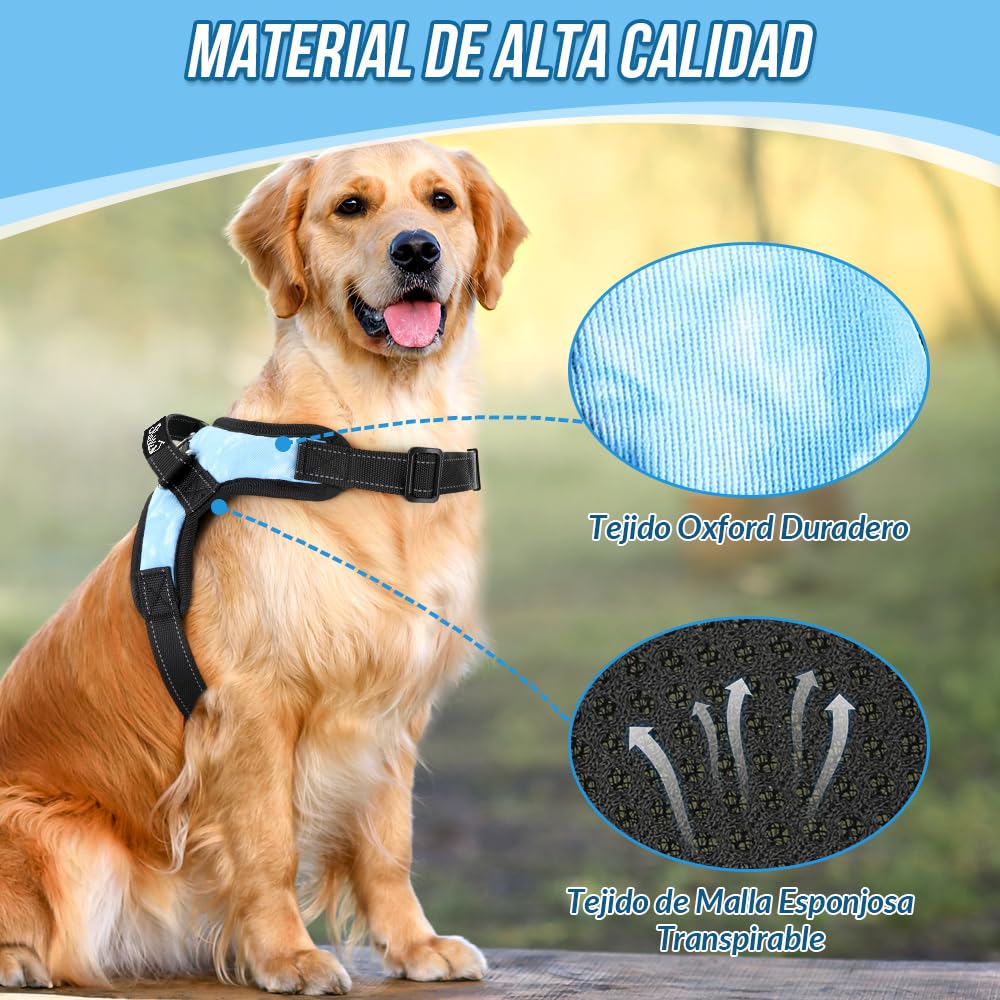 Arnés para Perro SlowTon Celeste Ajustable Reflectante Resistente Transpirable