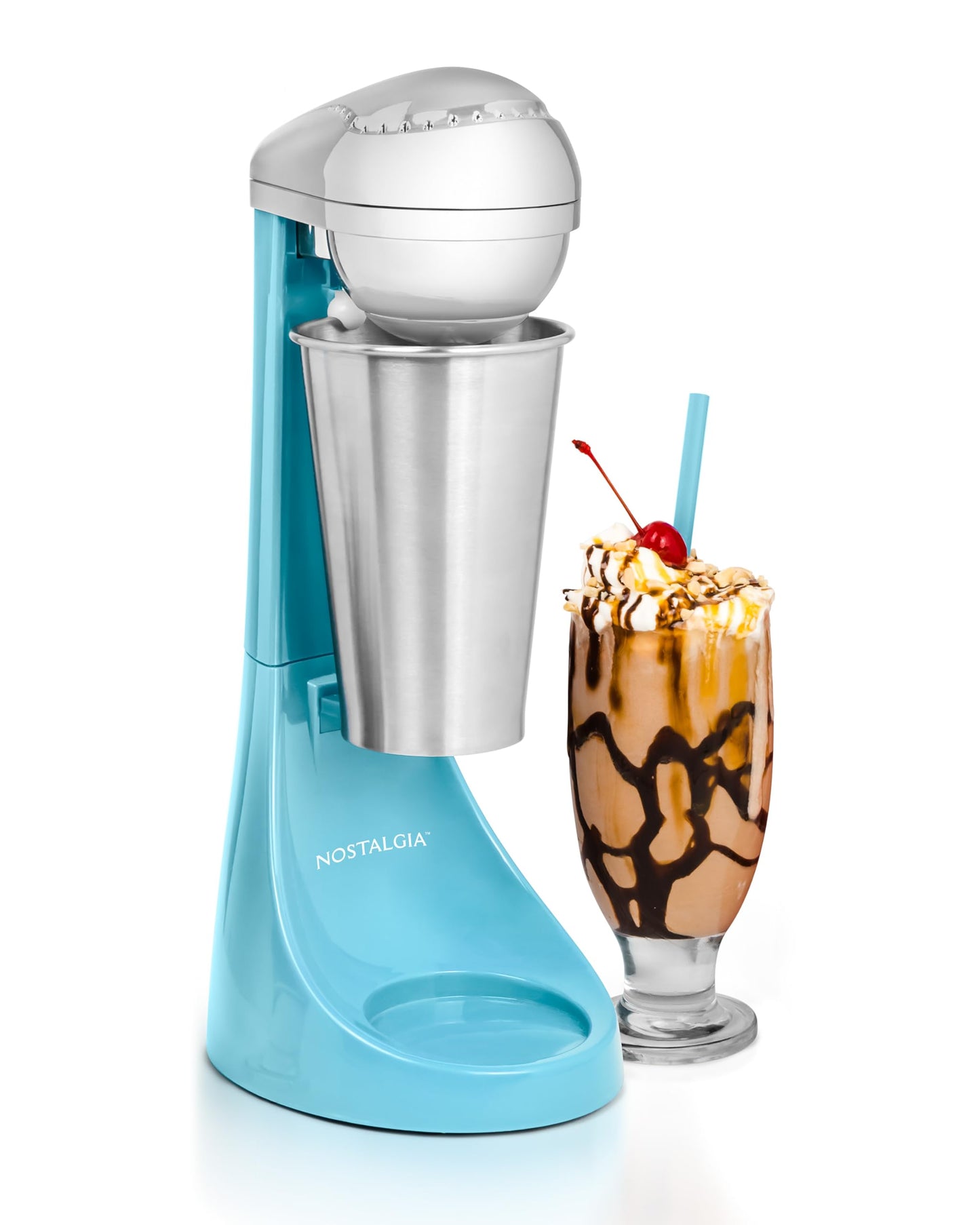 Mezclador Eléctrico Nostalgia Azul de Dos Velocidades con Taza y Varilla de Acero Inoxidable