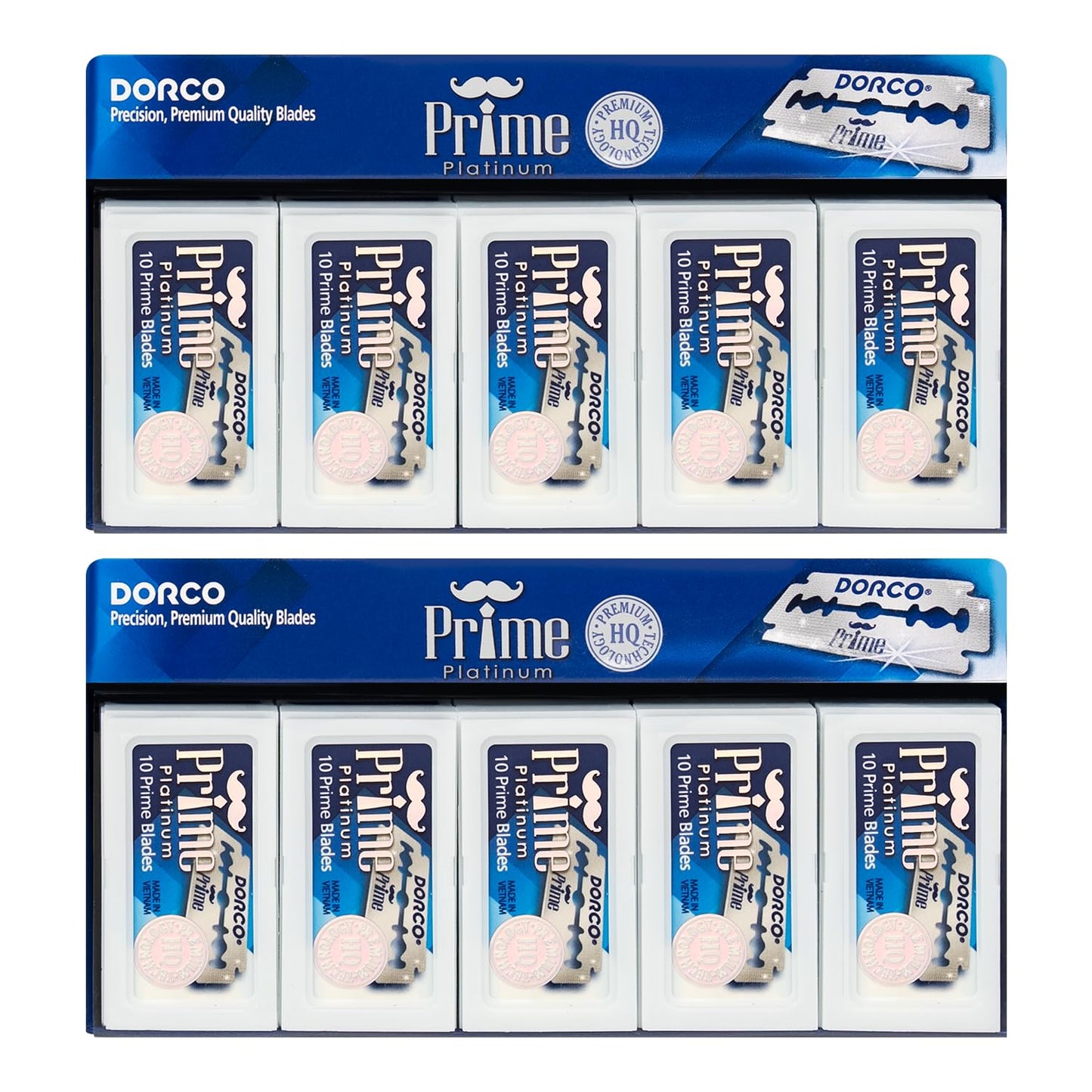 DORCO Hojas de afeitar Dorco STP301 Prime Platinum Extra de doble filo (200 unidades), de acero inoxidable de primera calidad, súper afiladas para un afeitado suave y preciso. ¡Ideal para regalar!