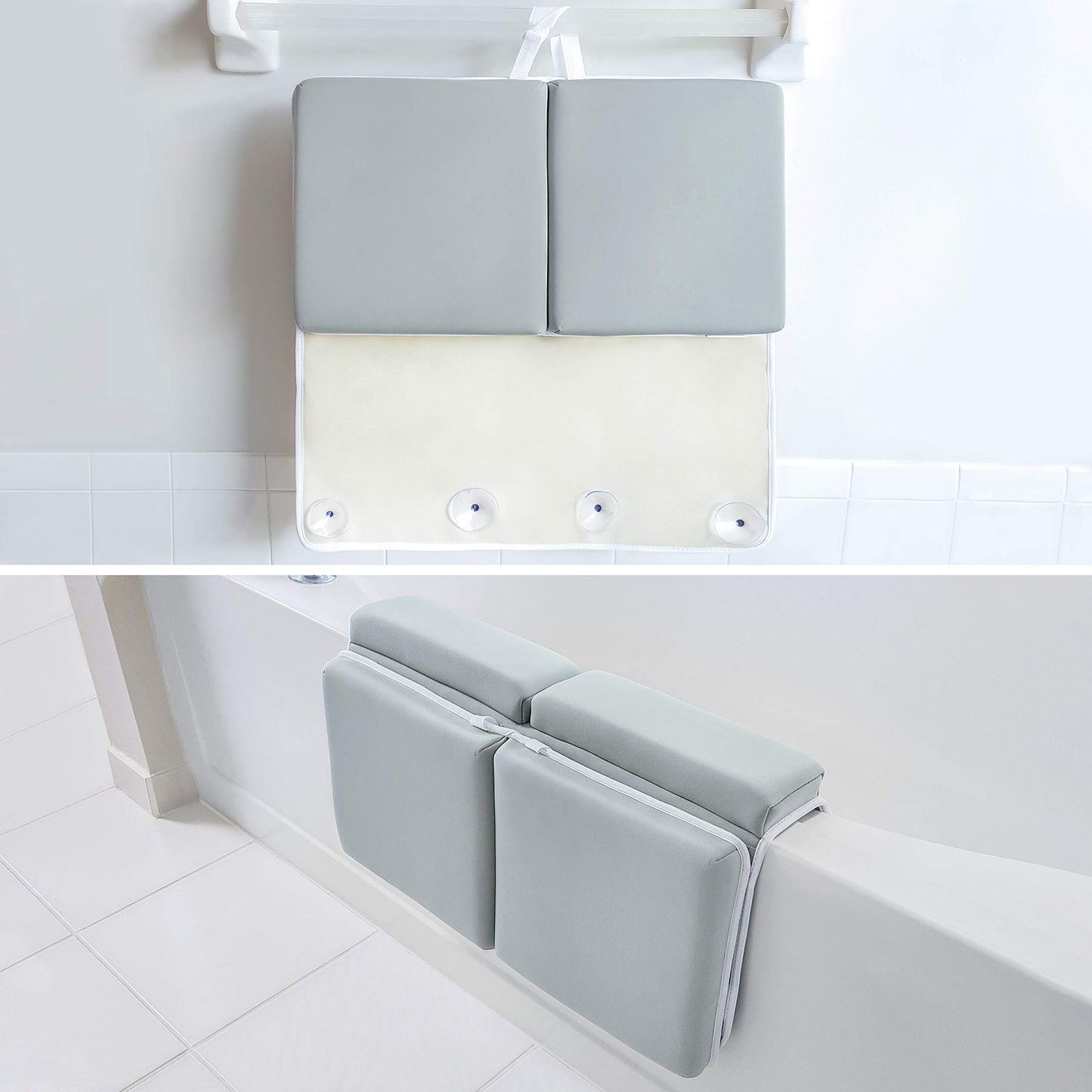Almohadilla de baño para rodillas y coderas, 4,4 cm, extra gruesa, almohadilla para rodillas y codo para bañera. Codera para bañera con organizador de juguetes para bebés y accesorios para bebé, color gris
