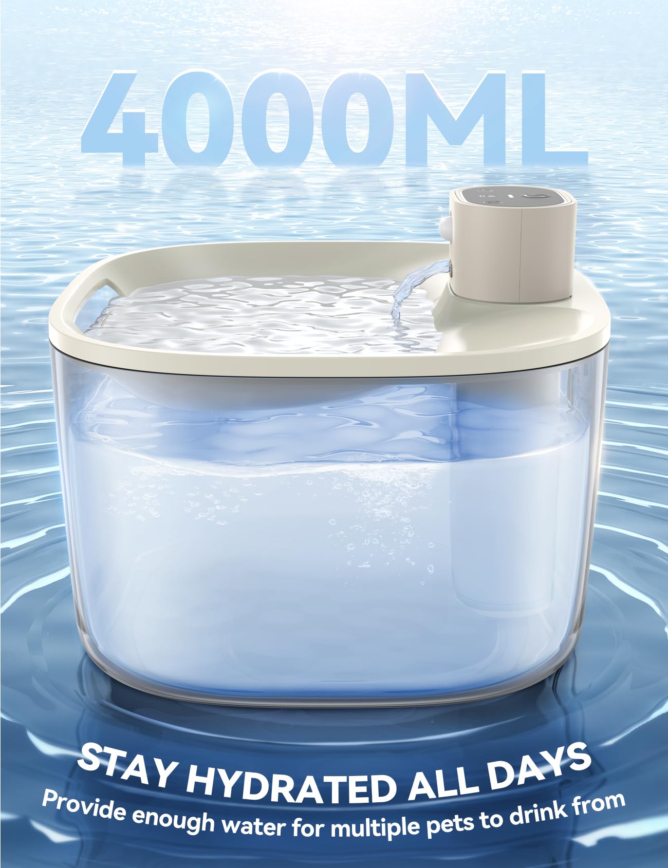 Fuente de Agua Inalámbrica FEELNEEDY para Gatos 4L con Sensor de Movimiento, Ultra Silenciosa