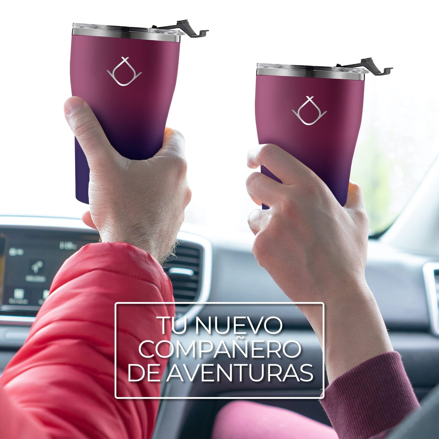 Hidranur Termo de Acero Inoxidable Doble Aislamiento Térmico, 20 oz (591.471 ml), Termo para Café, Tapa Hermética Antifugas, Popote Incluido (Morado, 20 Oz (591.471 ml))