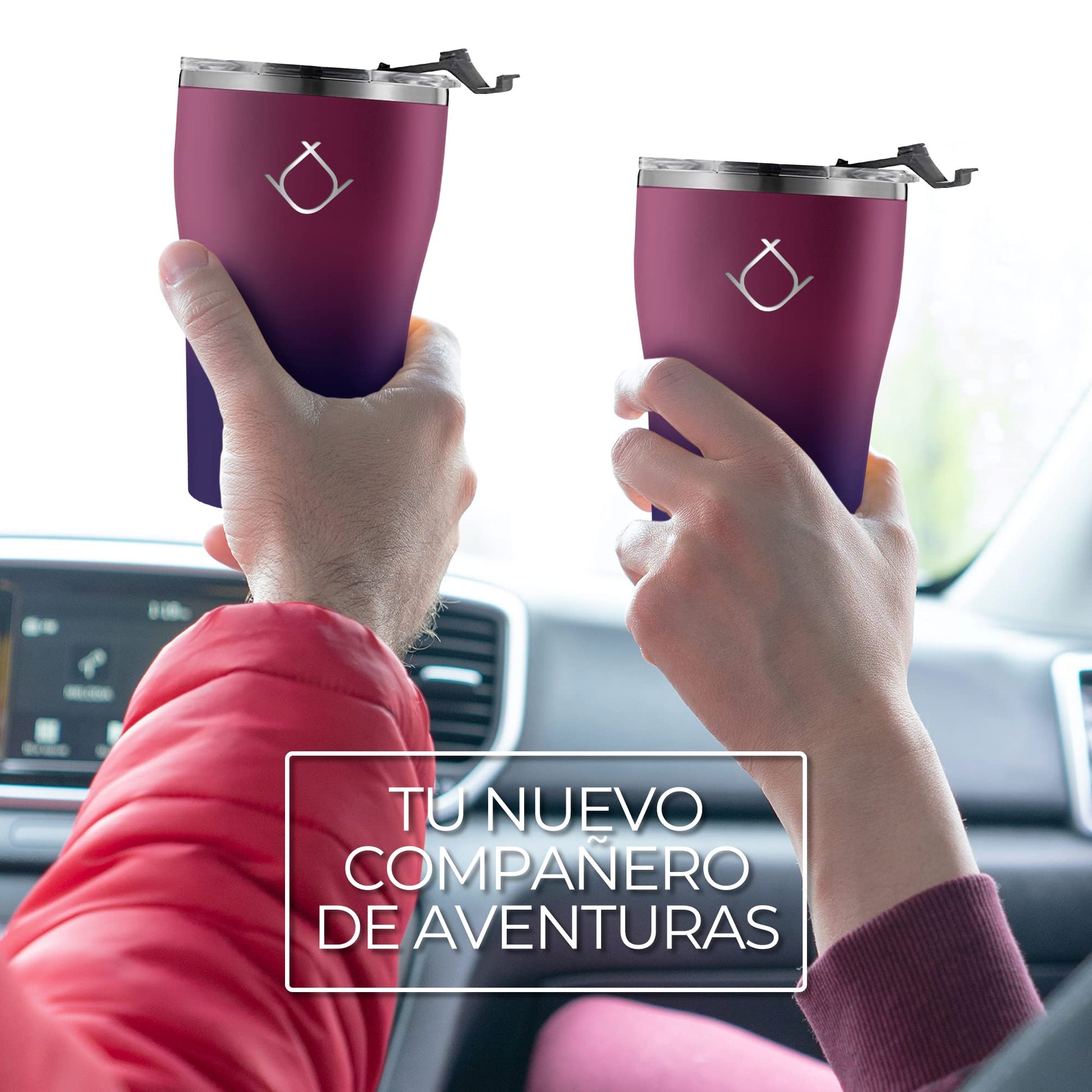 Hidranur Termo de Acero Inoxidable Doble Aislamiento Térmico, 20 oz (591.471 ml), Termo para Café, Tapa Hermética Antifugas, Popote Incluido (Morado, 20 Oz (591.471 ml))