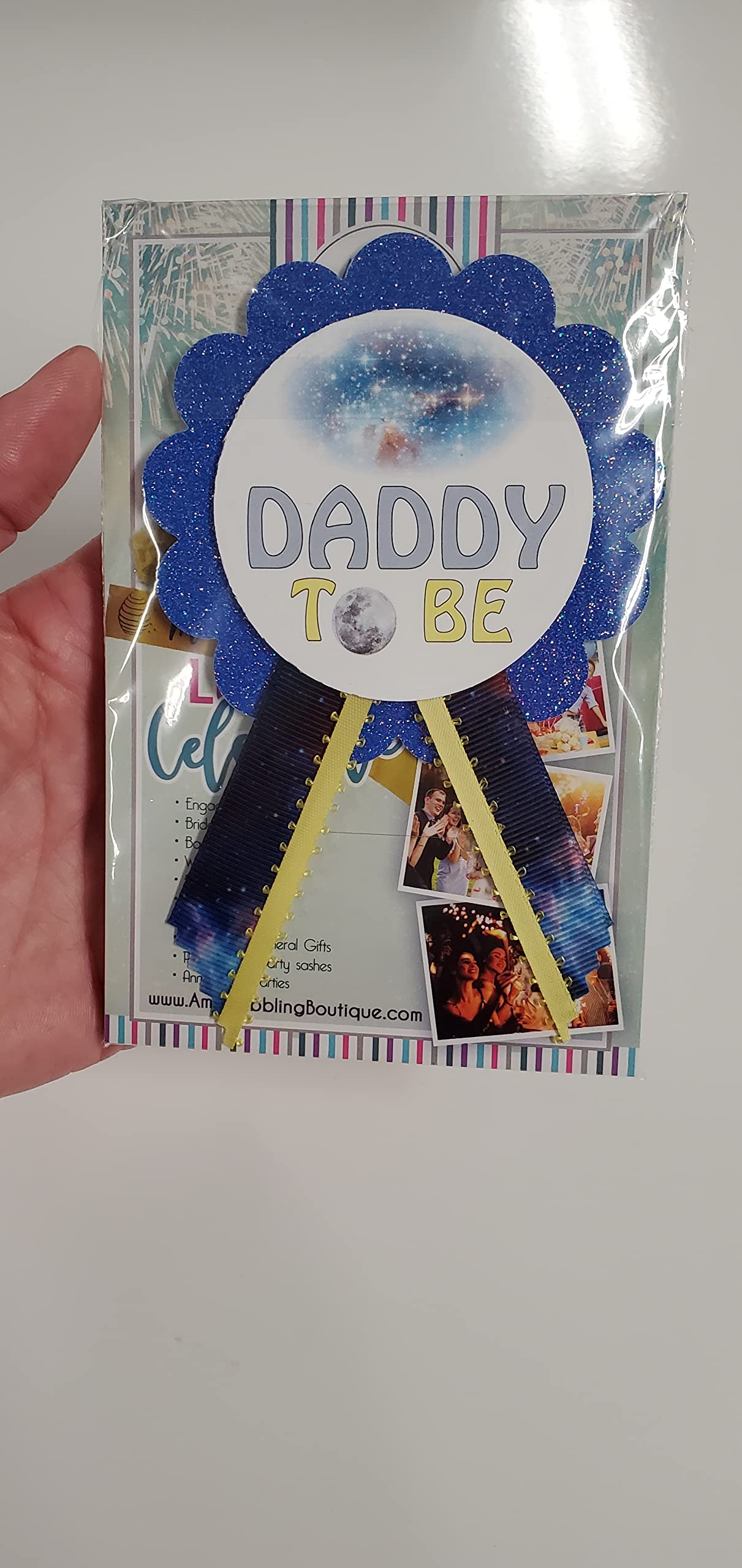 Galaxy Baby Shower Pins para que la familia use en el género revelen el espacio exterior, cohetes temáticos It's a Boy Sprinkle, One Size, cartulina y satén, Sin piedra preciosa