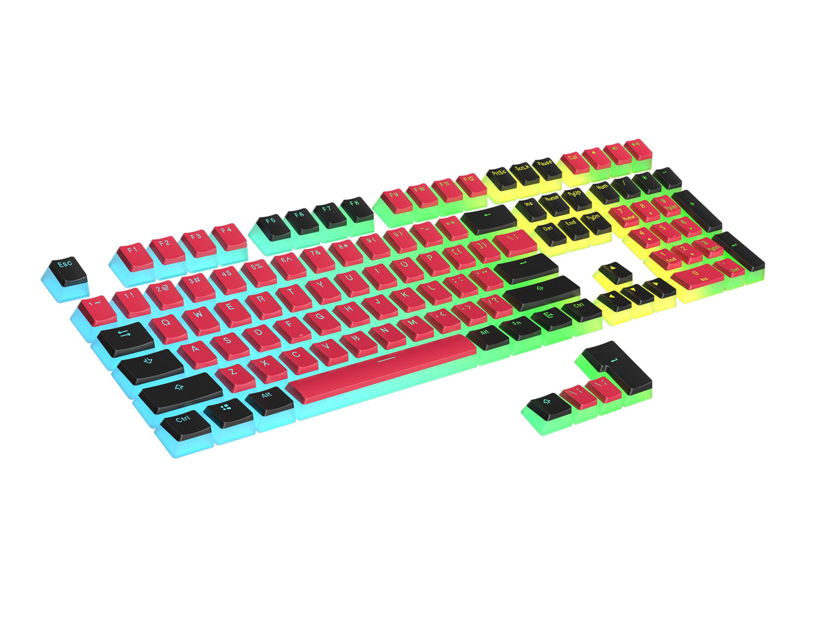 Teclas Pudding PBT Ranked Rojo y Negro Diseño Translúcido ANSI e ISO para Teclado Mecánico RGB