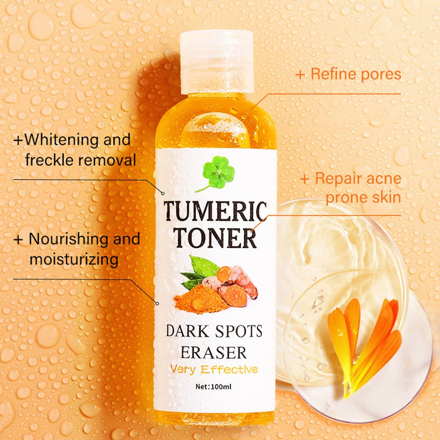 Crema diaria para la piel con cúrcuma y eliminador de manchas negras, 100 ml