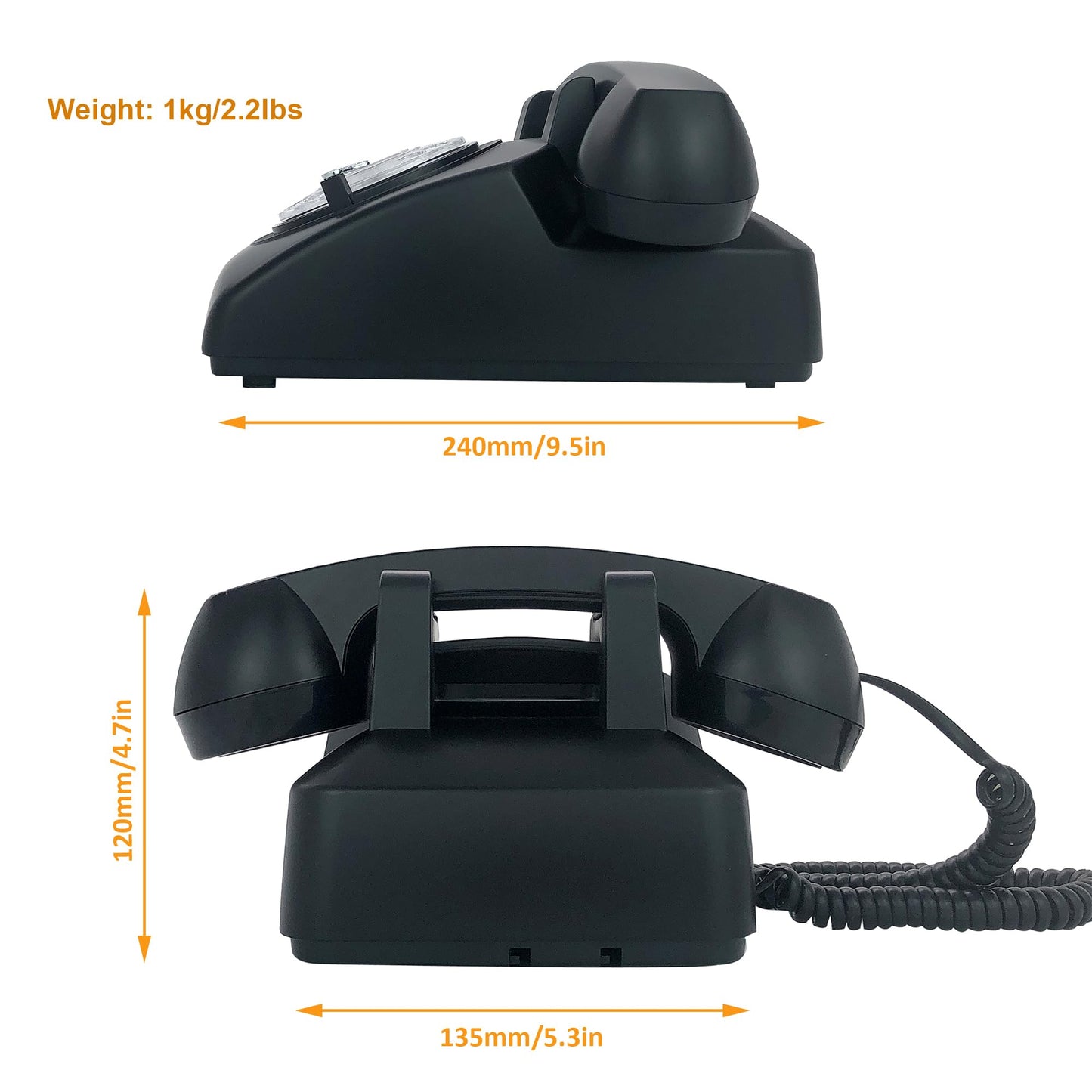 TelPal - Teléfono retro de una sola línea con cable de computadora, esfera giratoria clásica, estilo clásico, manos libres, teléfono fijo para el hogar/oficina/hotel, teléfonos antiguos para personas