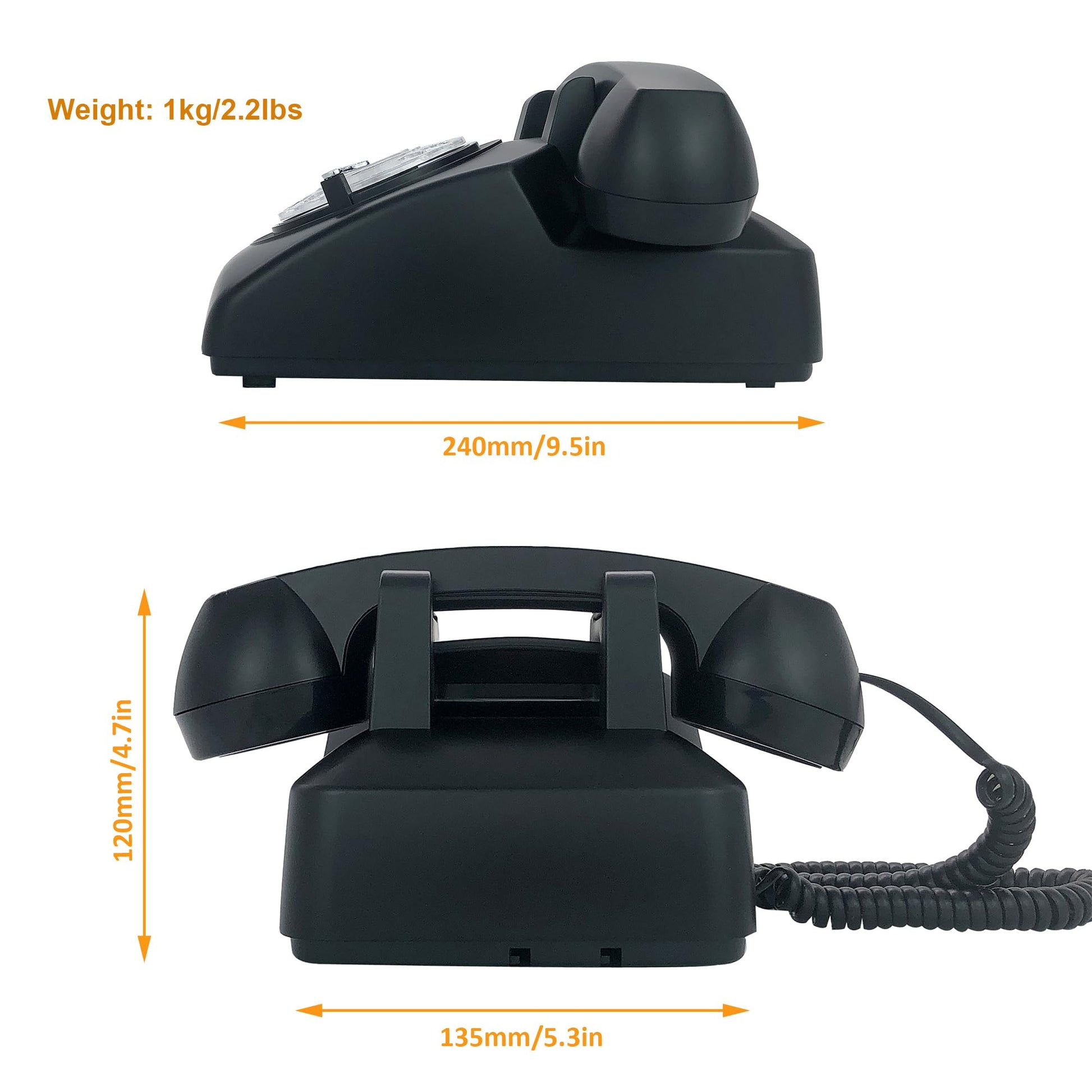 TelPal - Teléfono retro de una sola línea con cable de computadora, esfera giratoria clásica, estilo clásico, manos libres, teléfono fijo para el hogar/oficina/hotel, teléfonos antiguos para personas