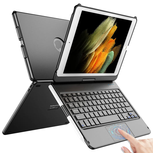 Funda con Teclado para iPad ZtotopCase Negro Giratoria 360° con Soporte para Lápiz