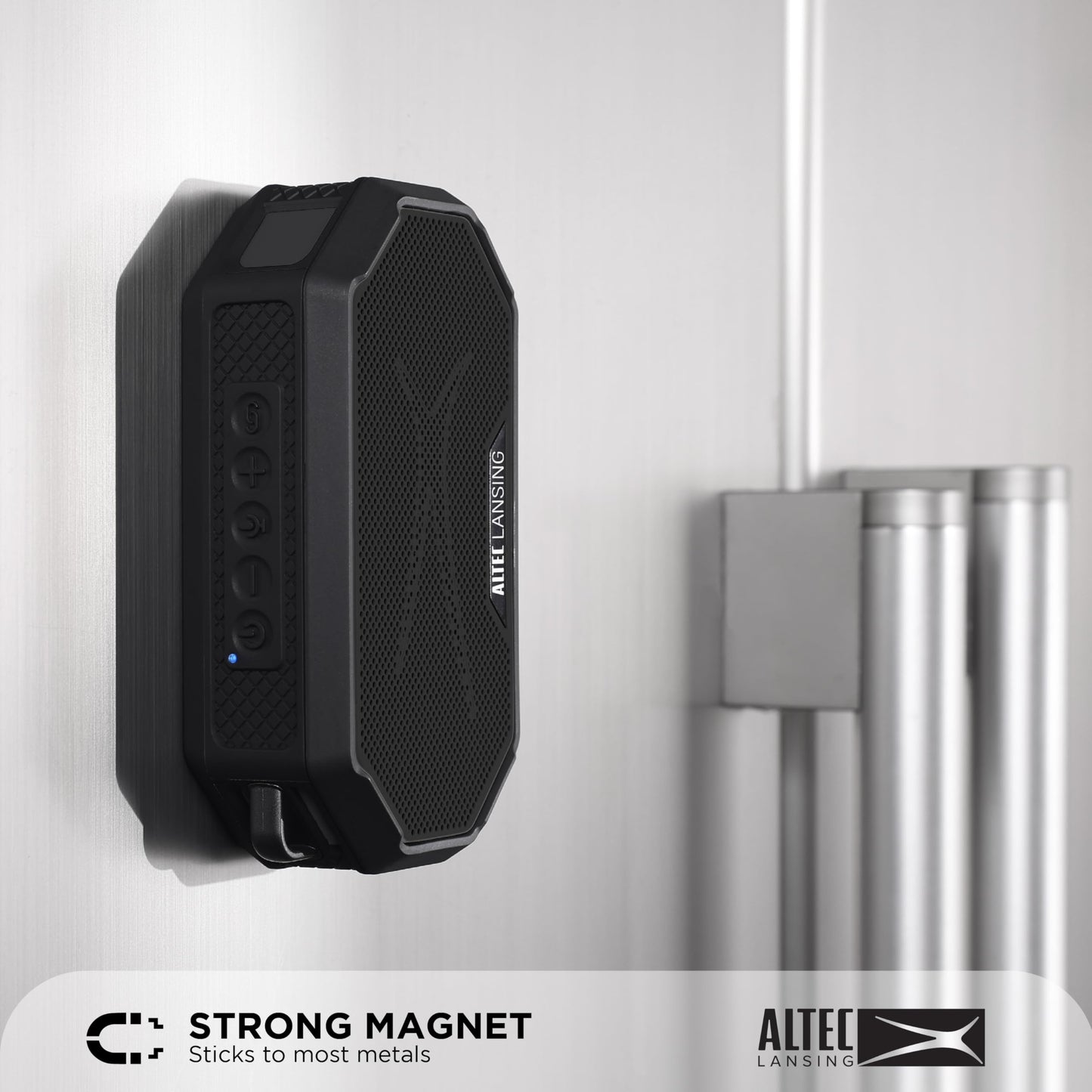 Altec Lansing - Altavoz Bluetooth portátil HYDRAMINI 2.0, IP67 impermeable, altavoz portátil, tiempo de reproducción de 12 horas, emparejamiento inalámbrico, carga rápida USB-C, Bluetooth magnético,