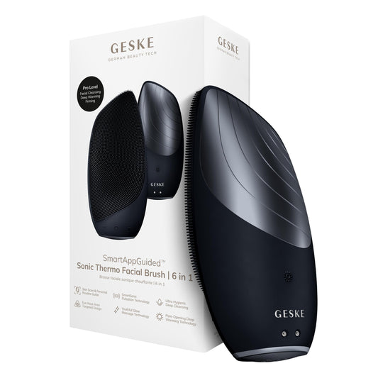 Cepillo Facial Térmico GESKE Sónico SmartAppGuided Azul 6 en 1 para Limpieza y Masaje Facial