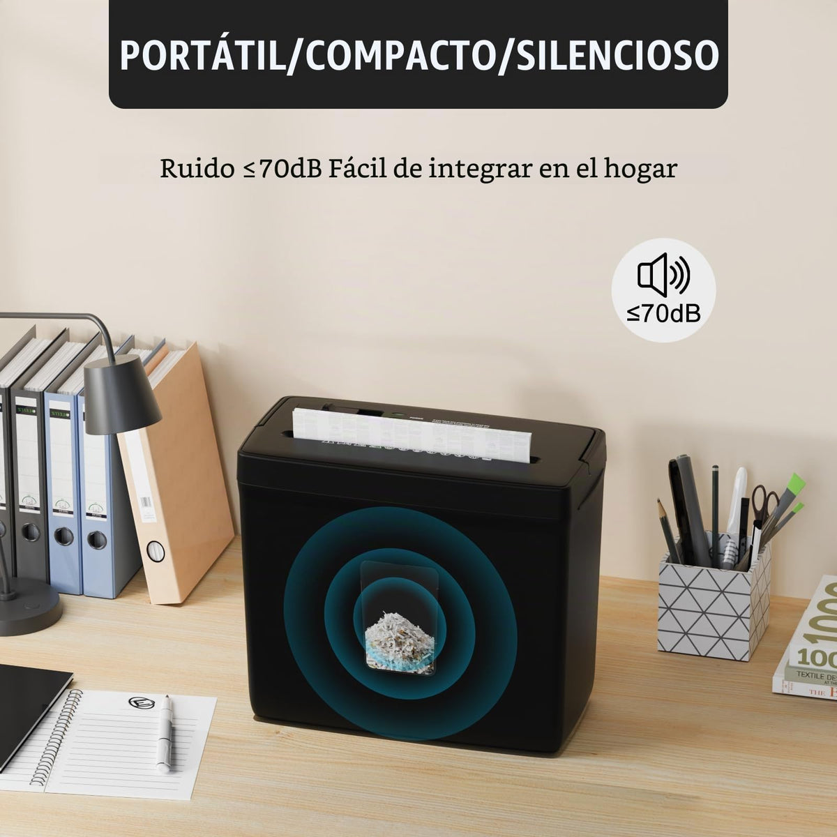 Trituradora de Papel Suntiko Negro Corte Cruzado Pequeño