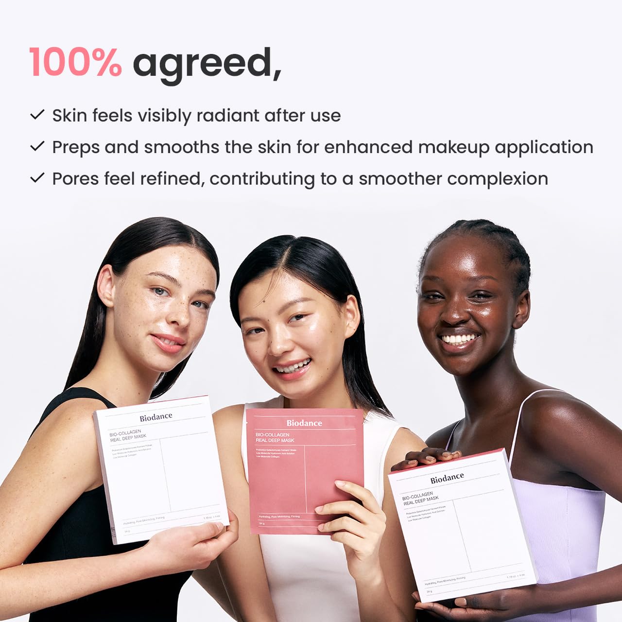 BIODANCE Bio-Collagen Real Deep Mask, Overnight Mask, Pore Eraser Mask, Hydrogel Mask Sheet, Pore Tightening, Hydrating, Low Molecular Collagen Face Mask | 34g x4ea