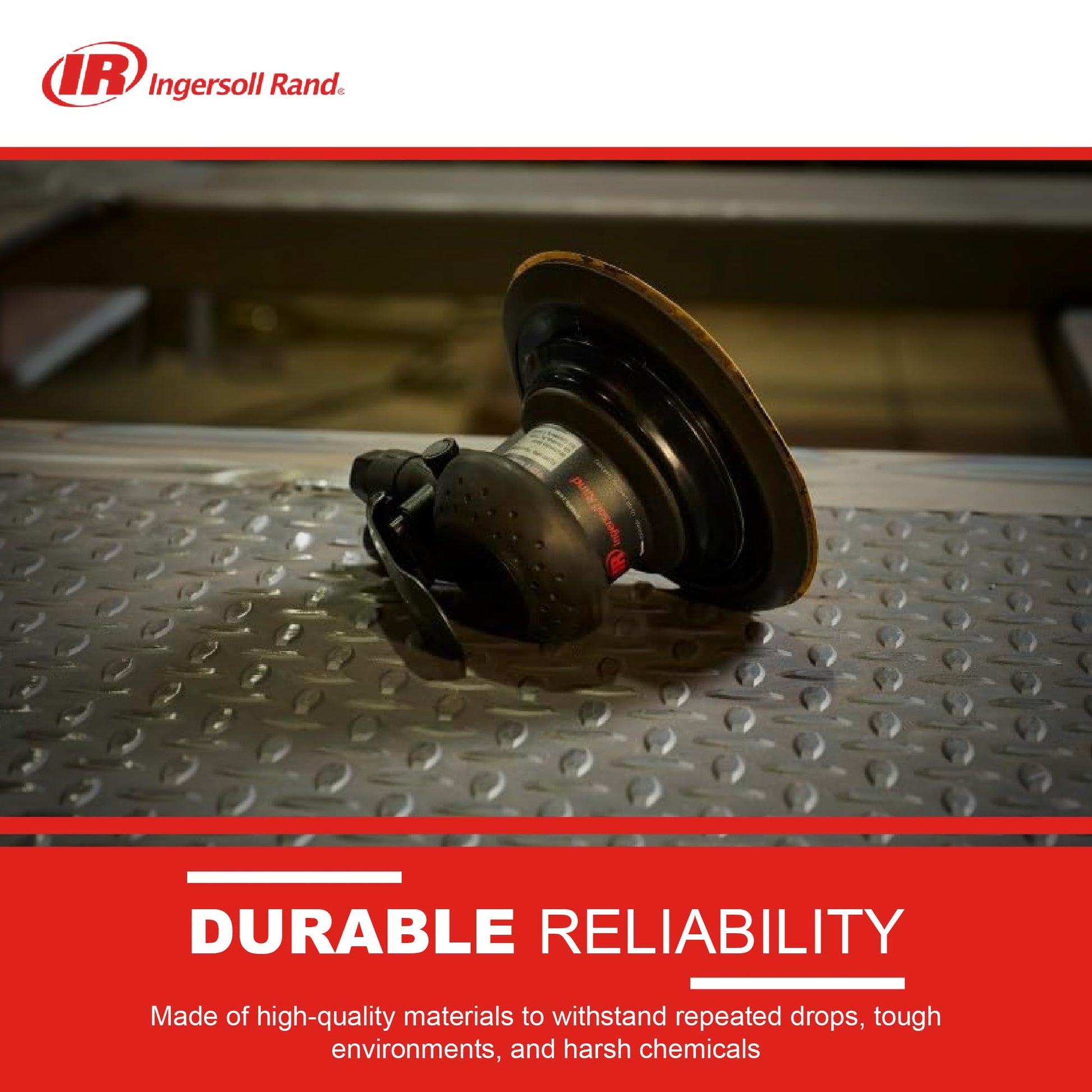 Ingersoll Rand 4151 Lijadora orbital aleatoria de 6", almohadilla de vinilo, 12000 RPM, 0.2 HP, extrae polvo y partículas a través y alrededor de la almohadilla.