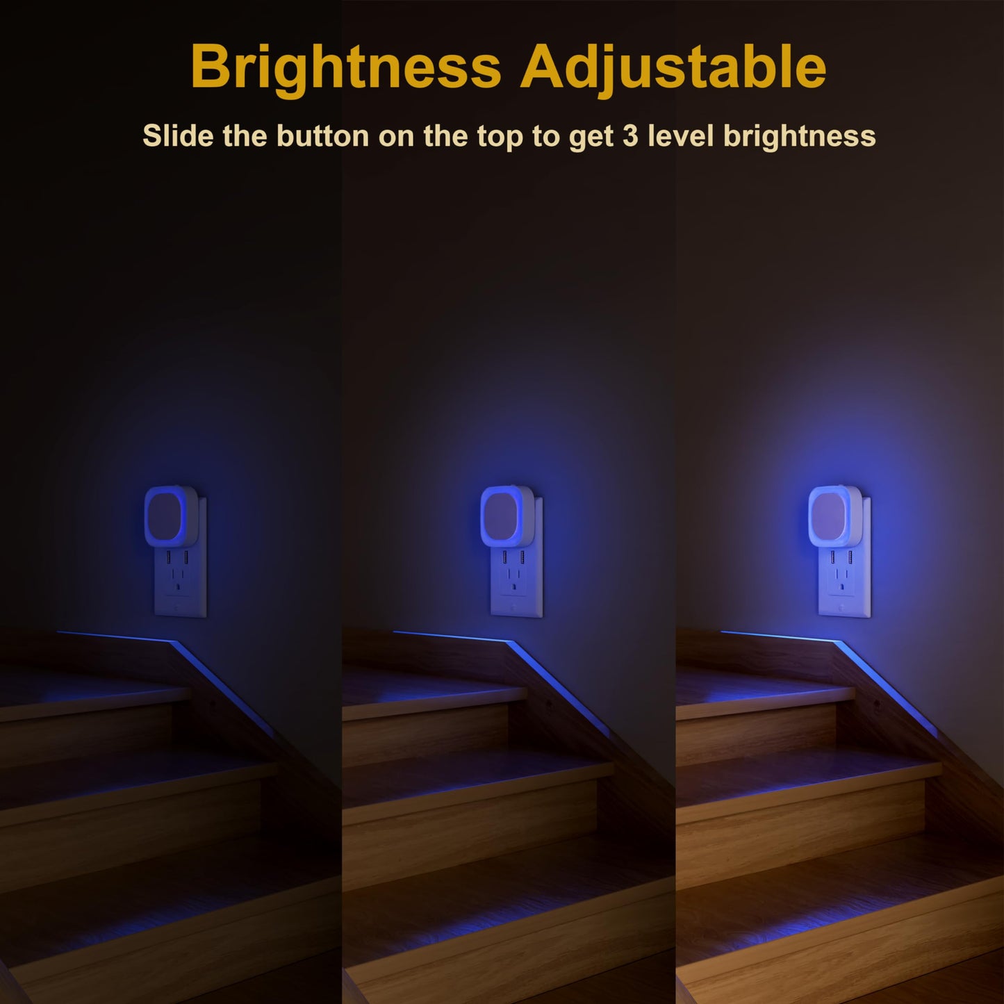 Luz Nocturna LED Yunlex Azul con Sensor Automático Regulable para Baño, Pasillo, Escaleras, Cocina, Recámara y Cochera