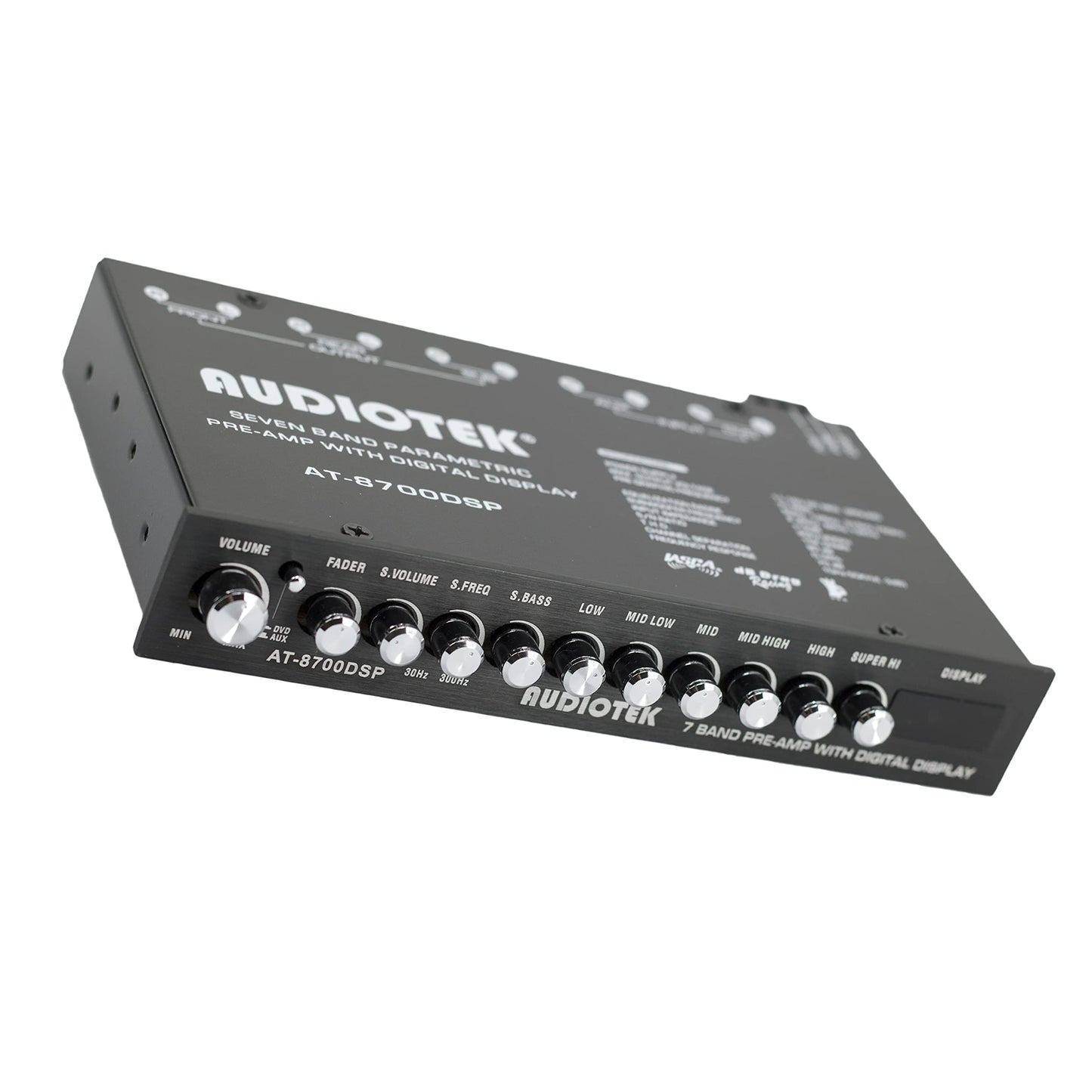 Ecualizador de Audio de Coche Audiotek 8700DSP Negro con 7 Bandas y Salida RCA Chapada en Oro