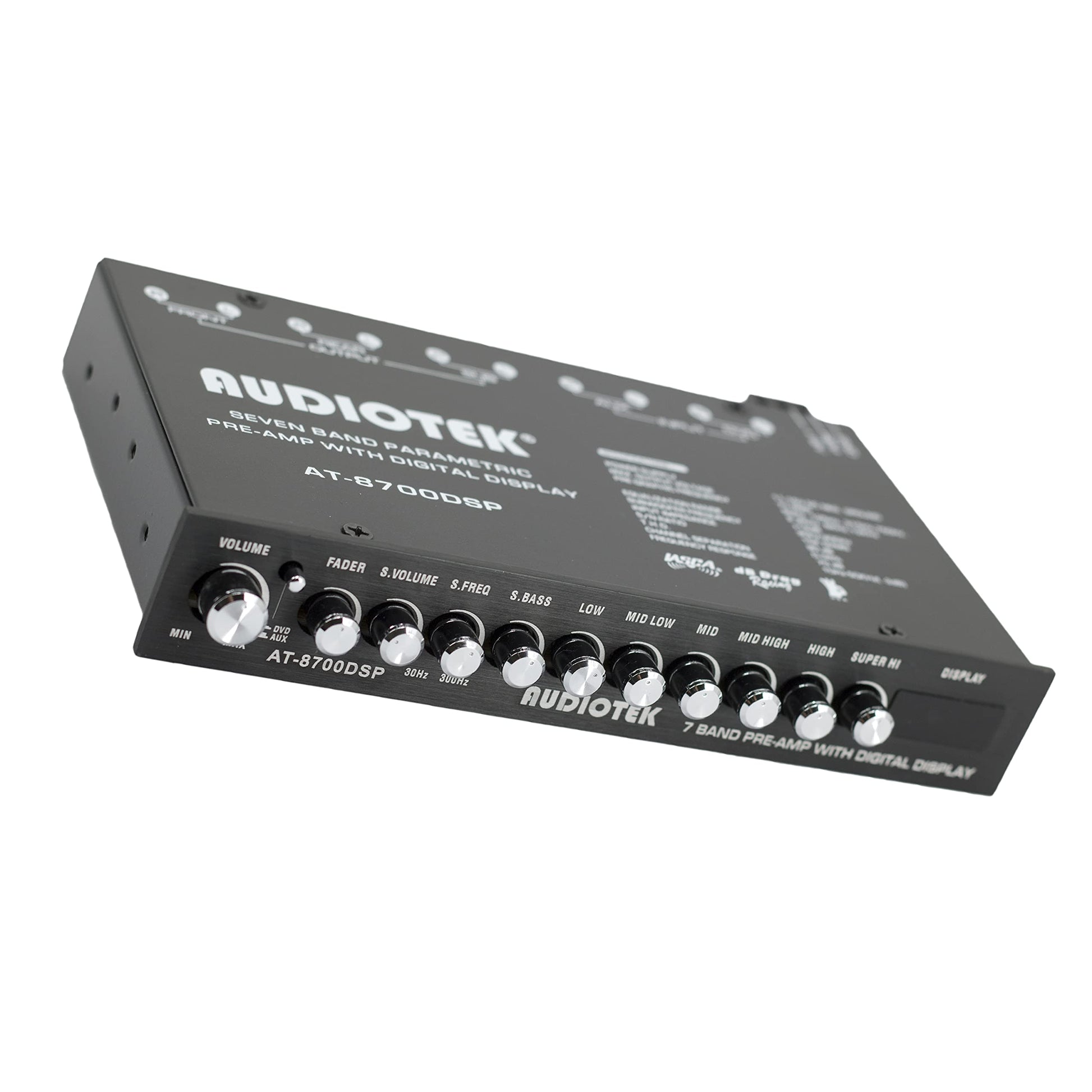 Ecualizador de Audio de Coche Audiotek 8700DSP Negro con 7 Bandas y Salida RCA Chapada en Oro