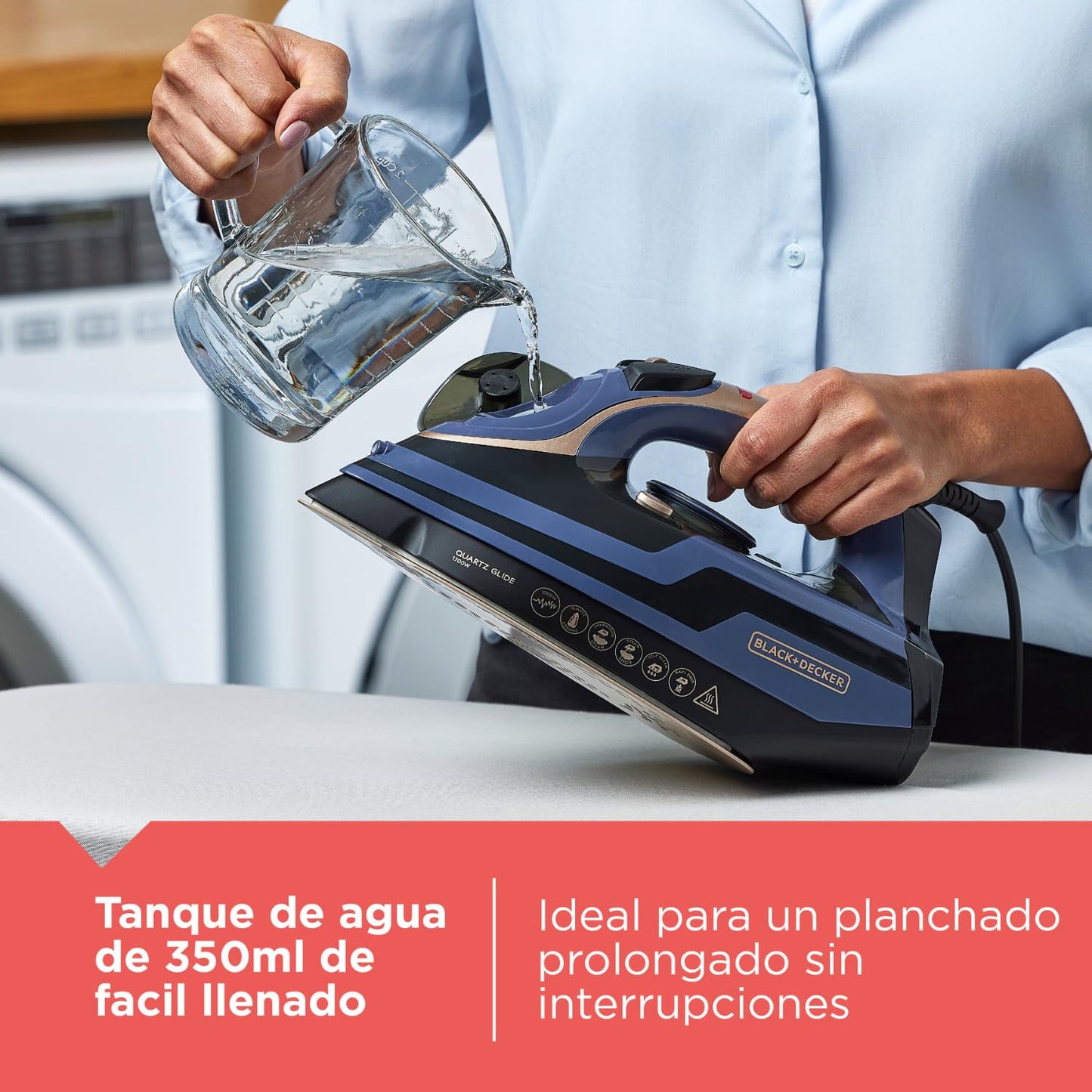 Plancha de Vapor Black+Decker Quartz Glide 1700W y Apagado Automático IR2823