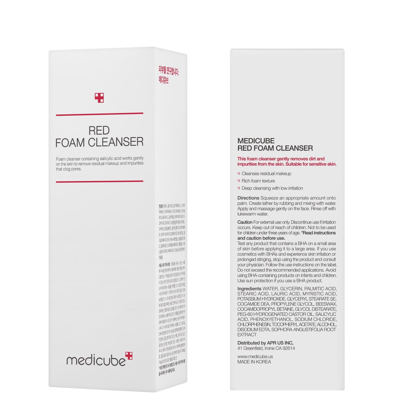 MEDICUBE Red Foam Cleanser 2020, Limpiador Facial Coreano en Espuma con Ácido Salicílico 0.45%, para Exceso de Grasa, Poros y Textura, 120 ml