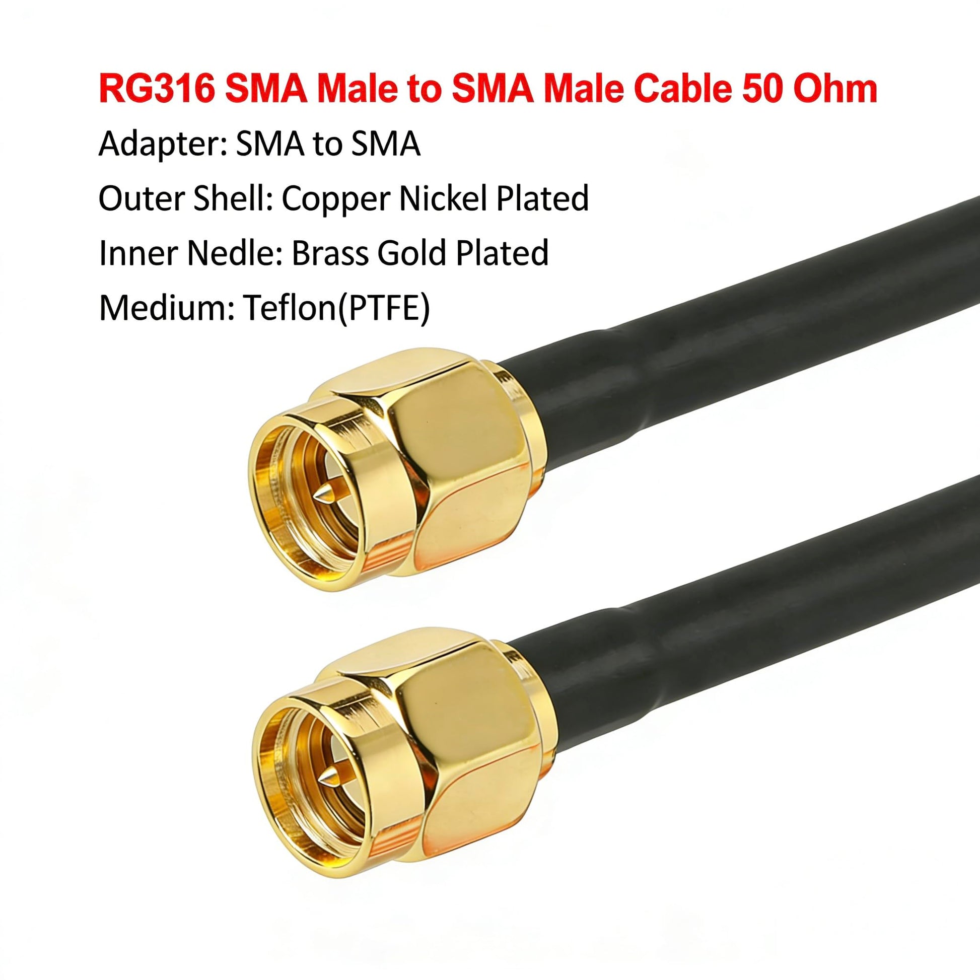 JXCN-PXTR RG316 SMA - Cable macho a macho de 2 pies, 2 unidades