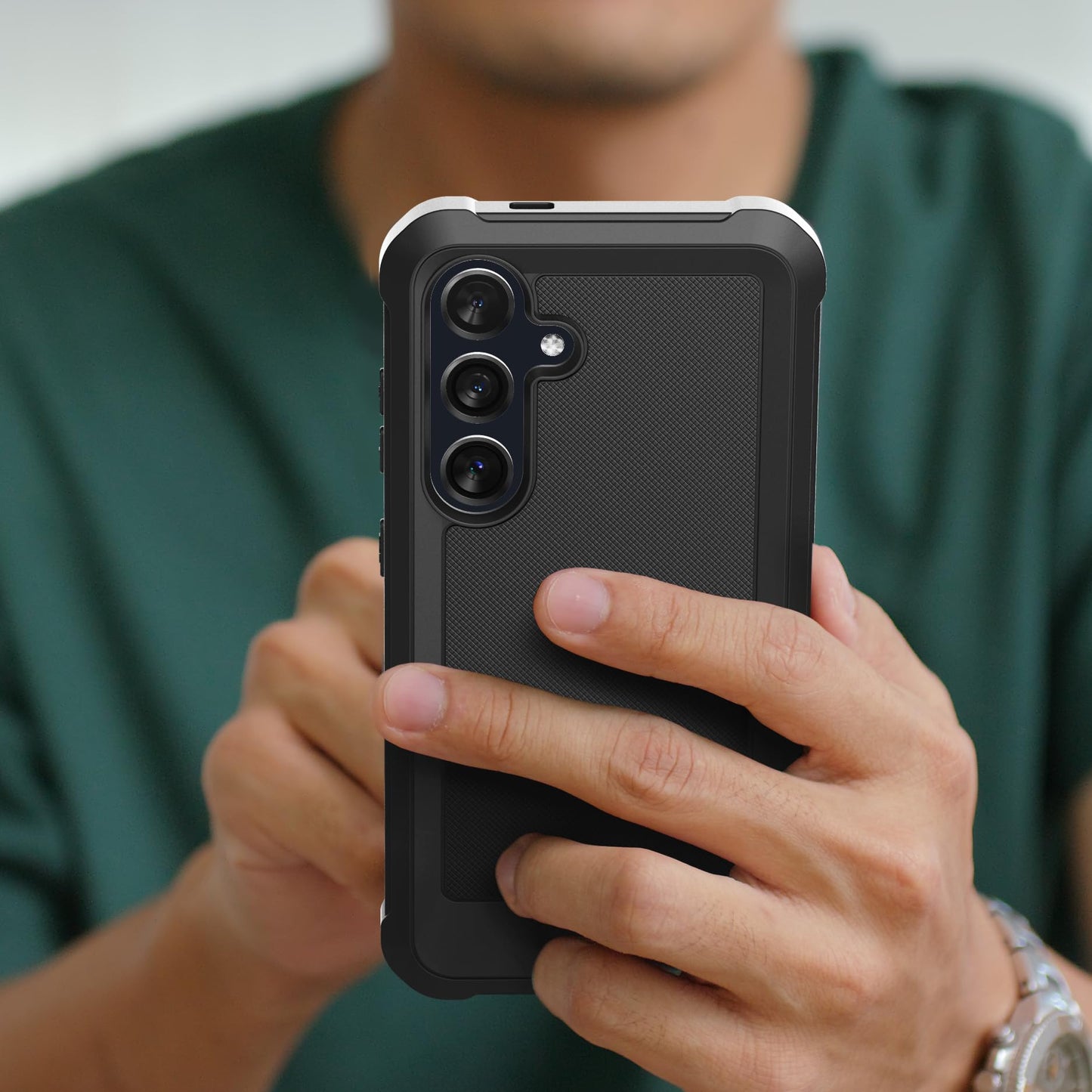 Funda protectora resistente para Samsung Galaxy A35 5G con clip para cinturón y protector de visualización (vidrio templado), color negro