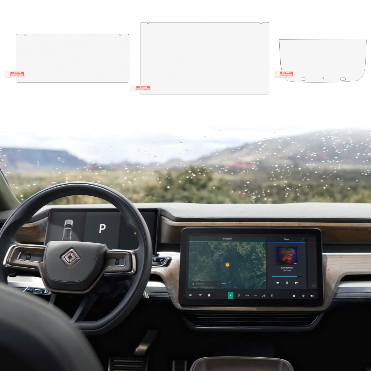 RERPRO Protector de visualización de vidrio templado compatible con Rivian R1T R1S 2022 2023, accesorios interiores, panel táctil, visualización táctil, película templada de dureza 9H, paquete de 3 pantallas
