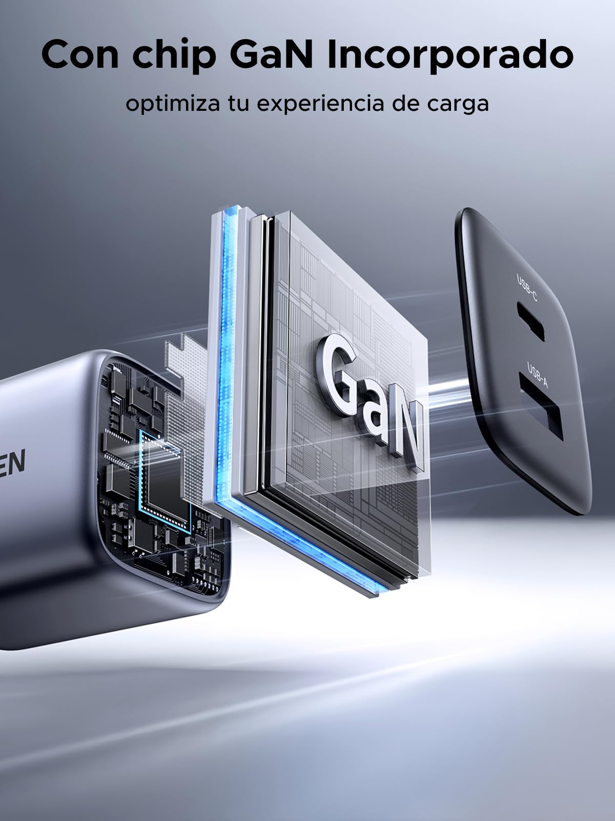 Cargador Tipo C UGREEN Nexode 35W GAN Negro con 2 Puertos para Galaxy S24/S23/S22, iPhone 16 15 14 Pro MAX, MacBook, iPad