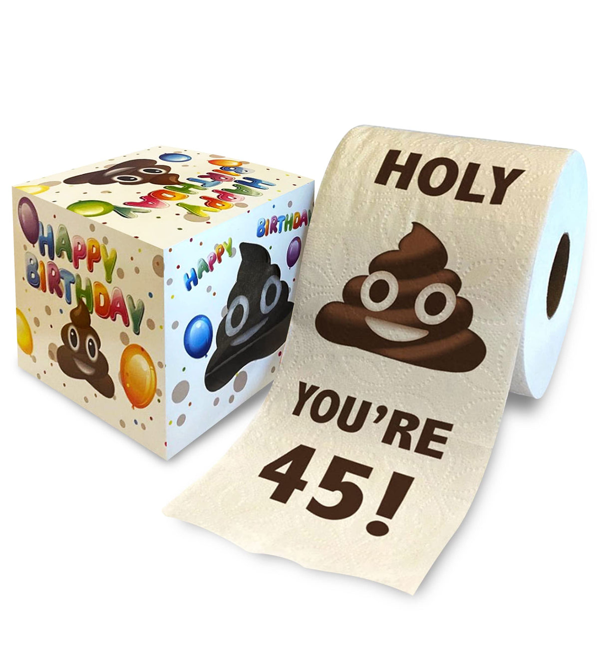 Papel Higiénico Impreso TP Holy Poop 45 Cumpleaños Divertido 500 Hojas para Hombre o Mujer