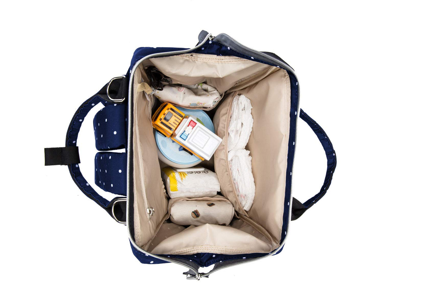 Milky Chic Mommy - Bolsa de pañales impermeable con puerto de carga USB para carriola, Azul (Blue Dogs)