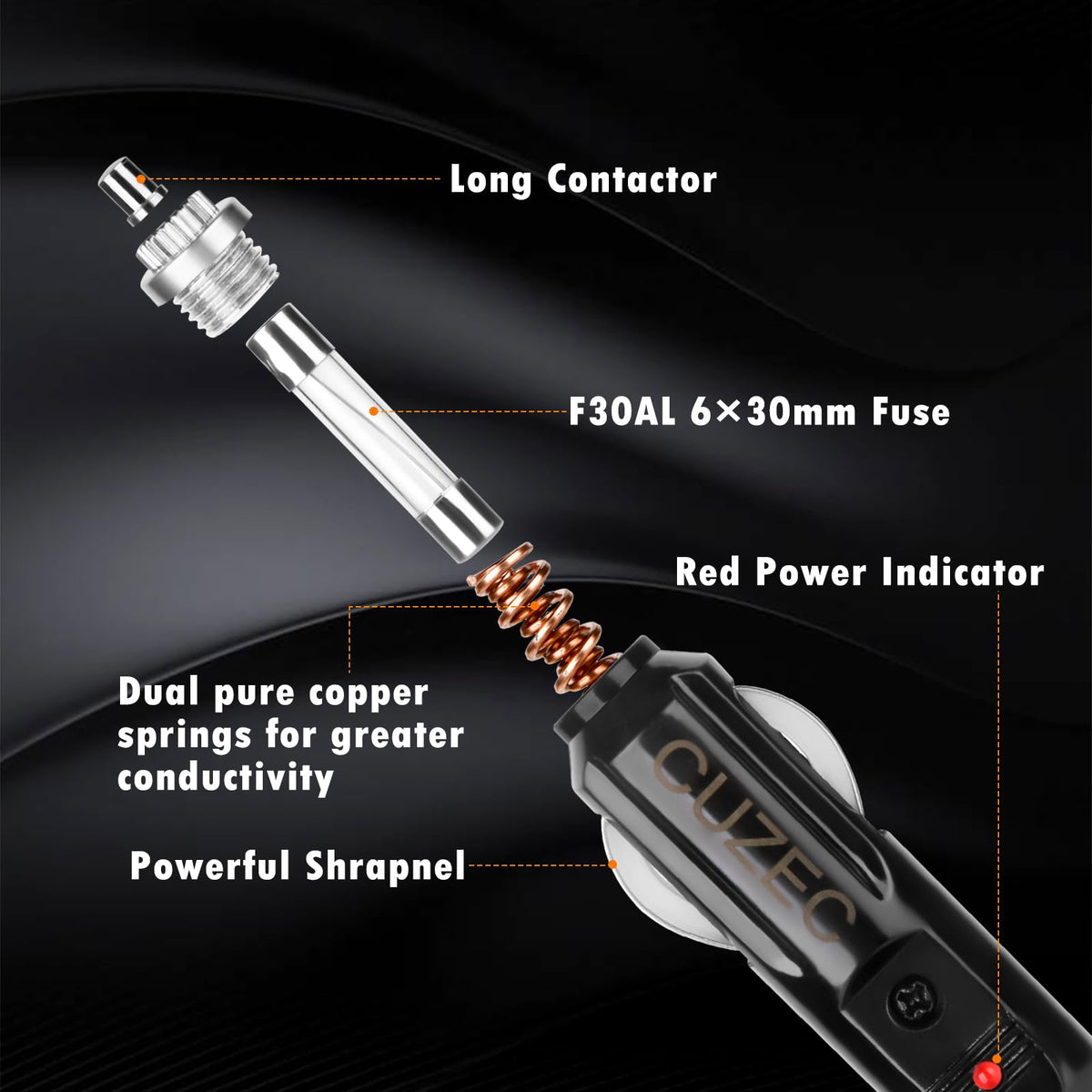 Adaptador Encendedor de Cigarrillos CUZEC 12 AWG Alta Resistencia para Inversor de Coche y Bricolaje