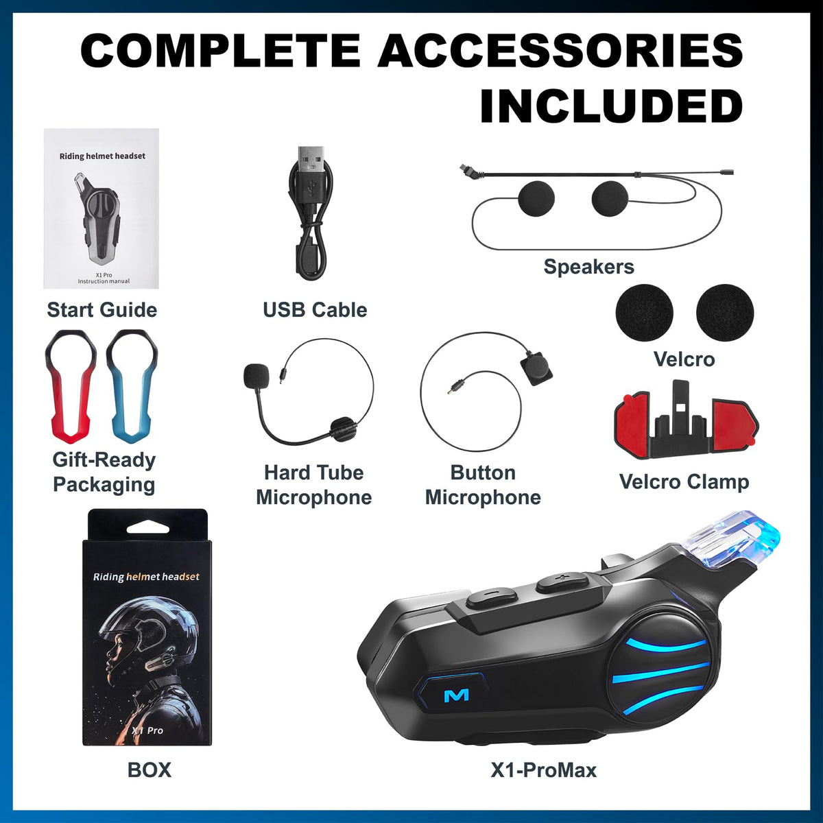 Auriculares Bluetooth RideHaven Negro con Cancelación de Ruido para Casco de Motocicleta