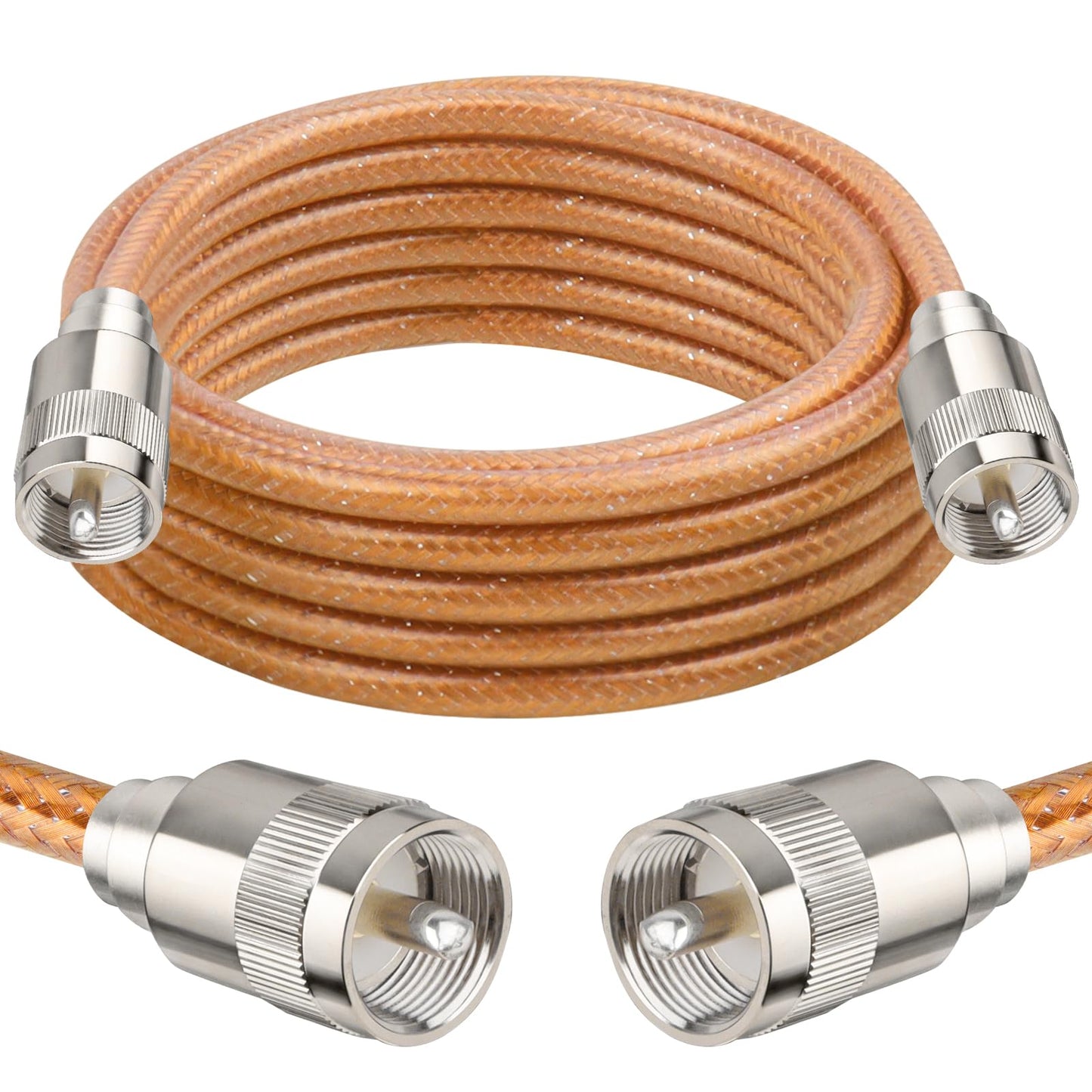 XRDS -RF 4.57M RG8X Cable coaxial con conectores macho PL259 UHF, núcleo de cobre sólido, blindaje trenzado, cable CB para radio ham, radio HF y dispositivos de comunicación