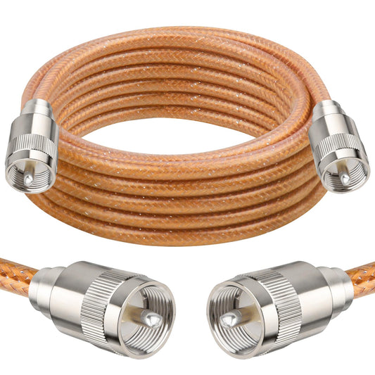 XRDS -RF 4.57M RG8X Cable coaxial con conectores macho PL259 UHF, núcleo de cobre sólido, blindaje trenzado, cable CB para radio ham, radio HF y dispositivos de comunicación