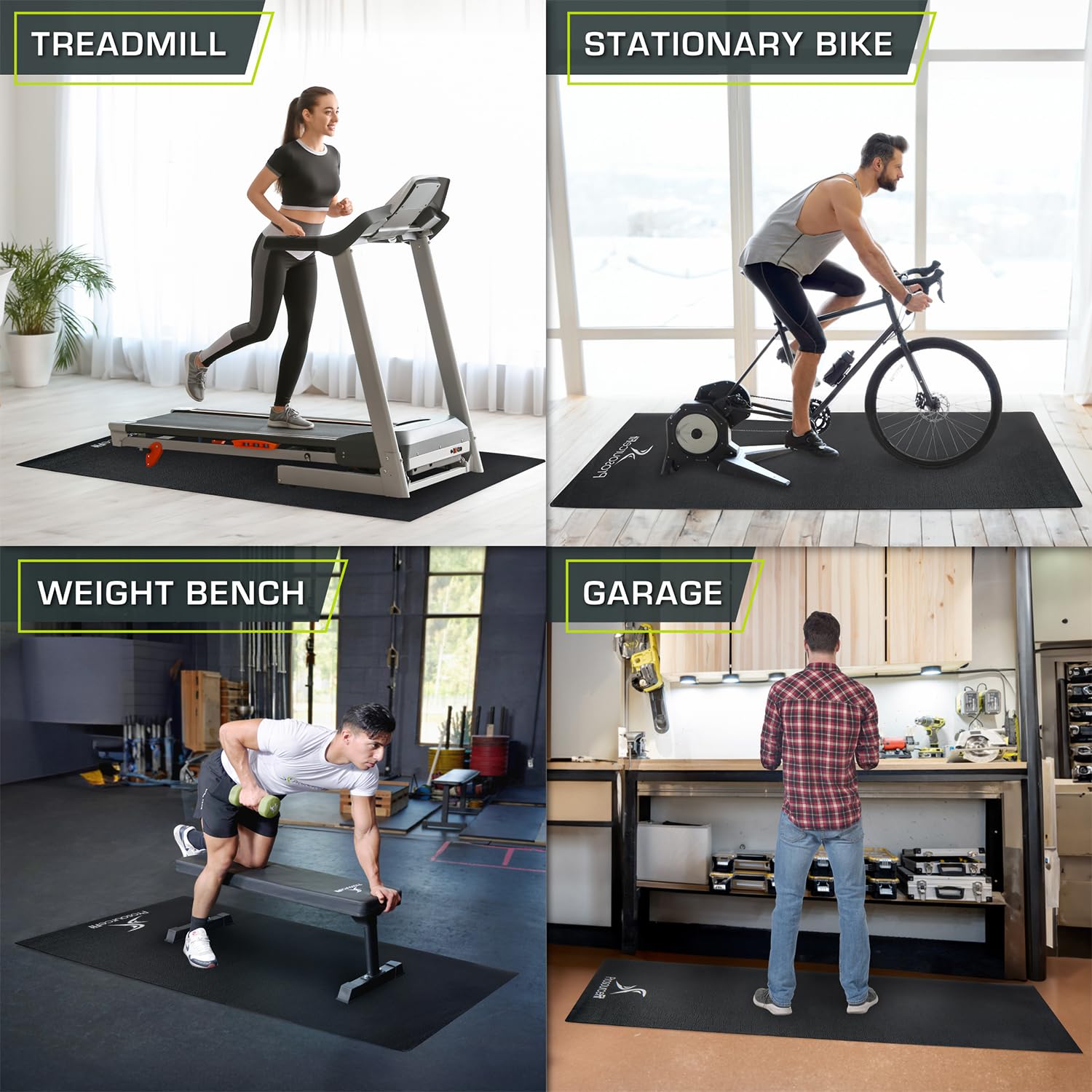 Tapete para Equipo de Ejercicio ProsourceFit Negro Alta Densidad Protector de Piso PVC