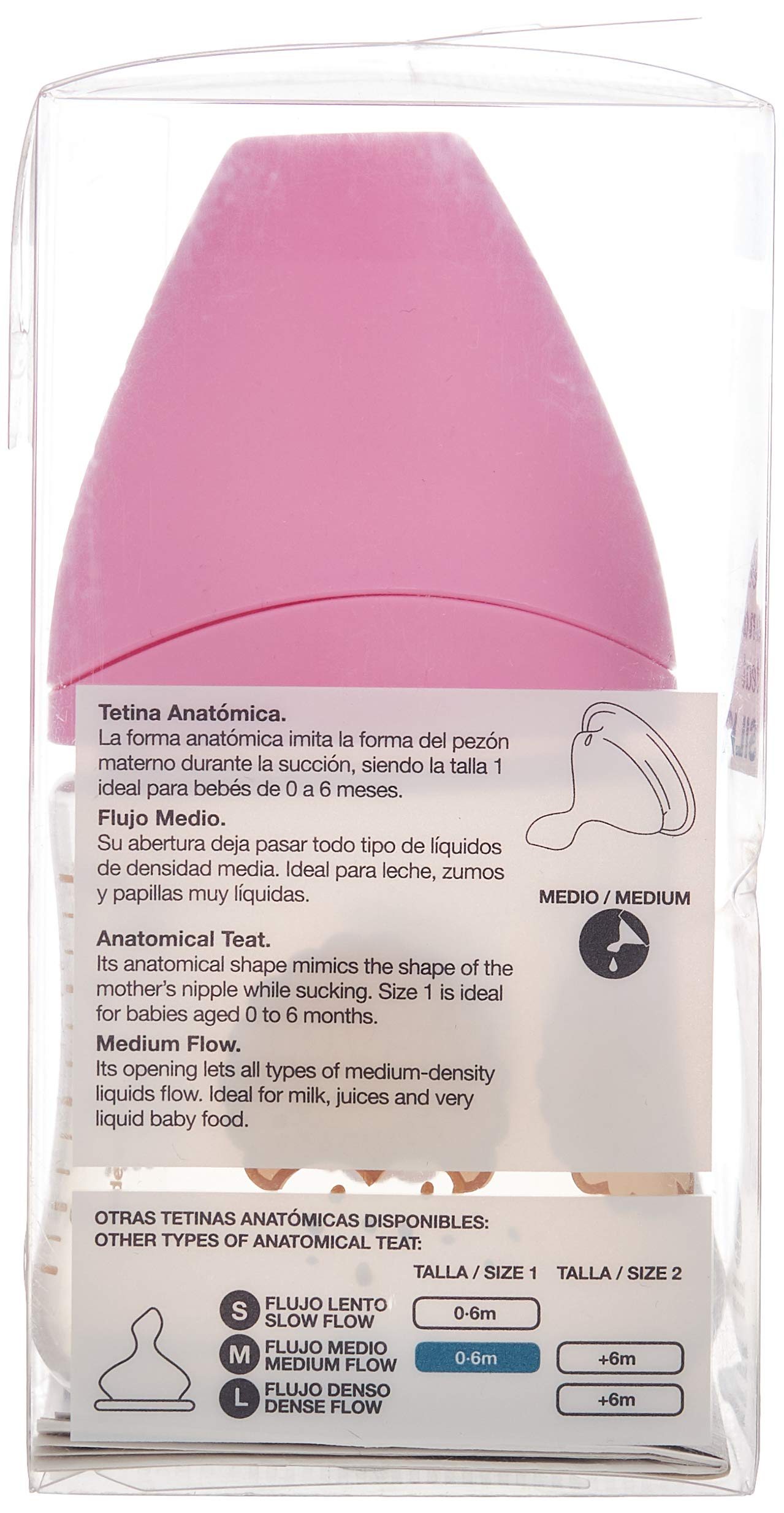 Biberón SUAVINEX Rosa Flujo Medio Lovely Biscuits