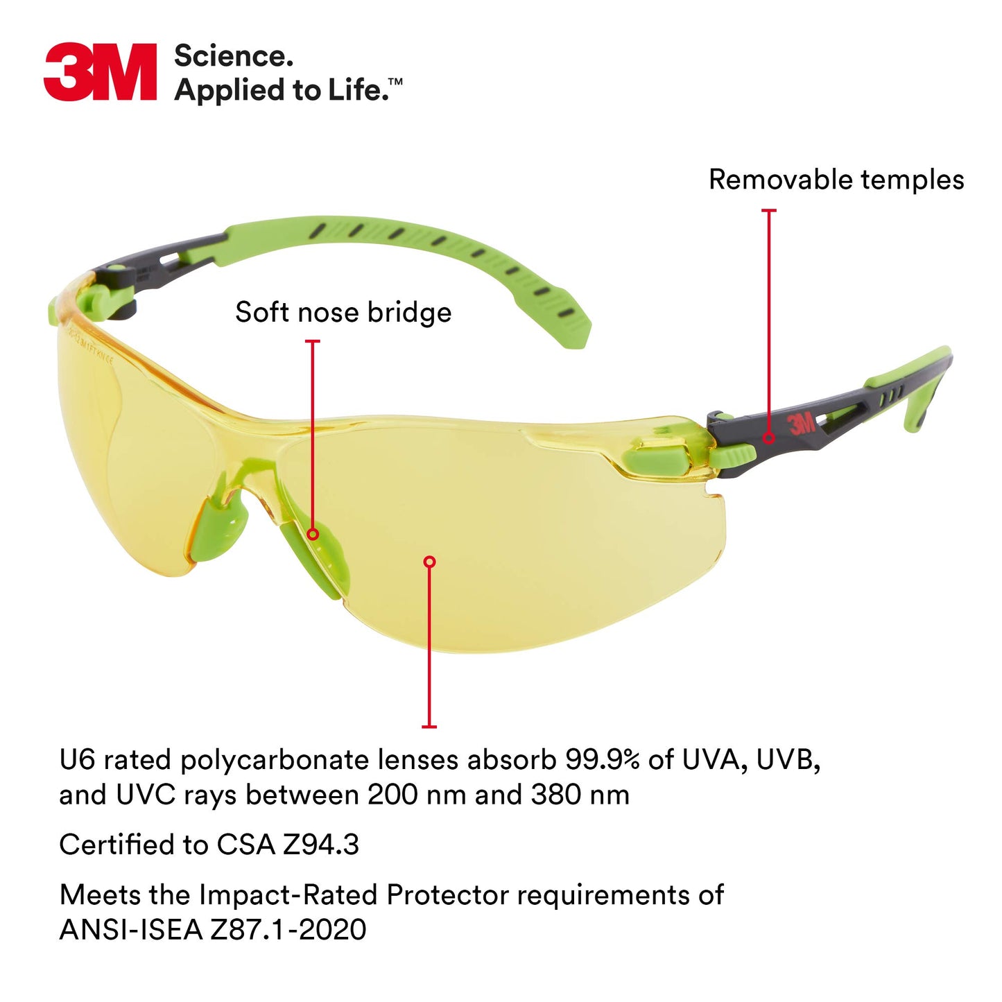 Lentes Protectores 3M Solus Verde Negro Revestimiento Antivaho Scotchgard